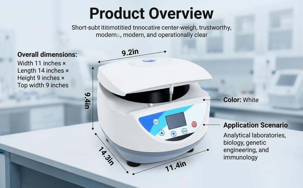 500-5000RPM Digital Bench-top Lab Centrifuge 8x15mL Test Tubes w/Viewable Window