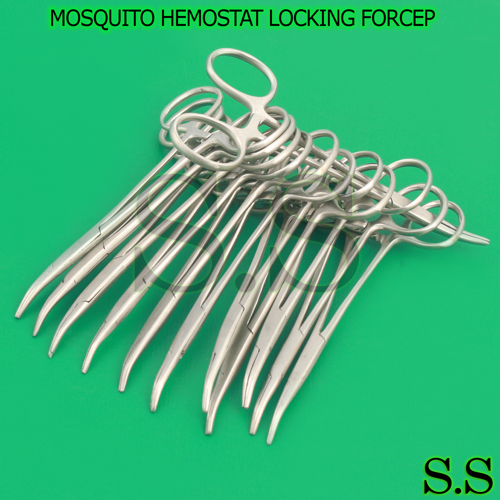 6 PCS MOSQUITO HEMOSTAT LOCKING MICRO FORCEPS CURVED FINE POINT 5″ SERRATED