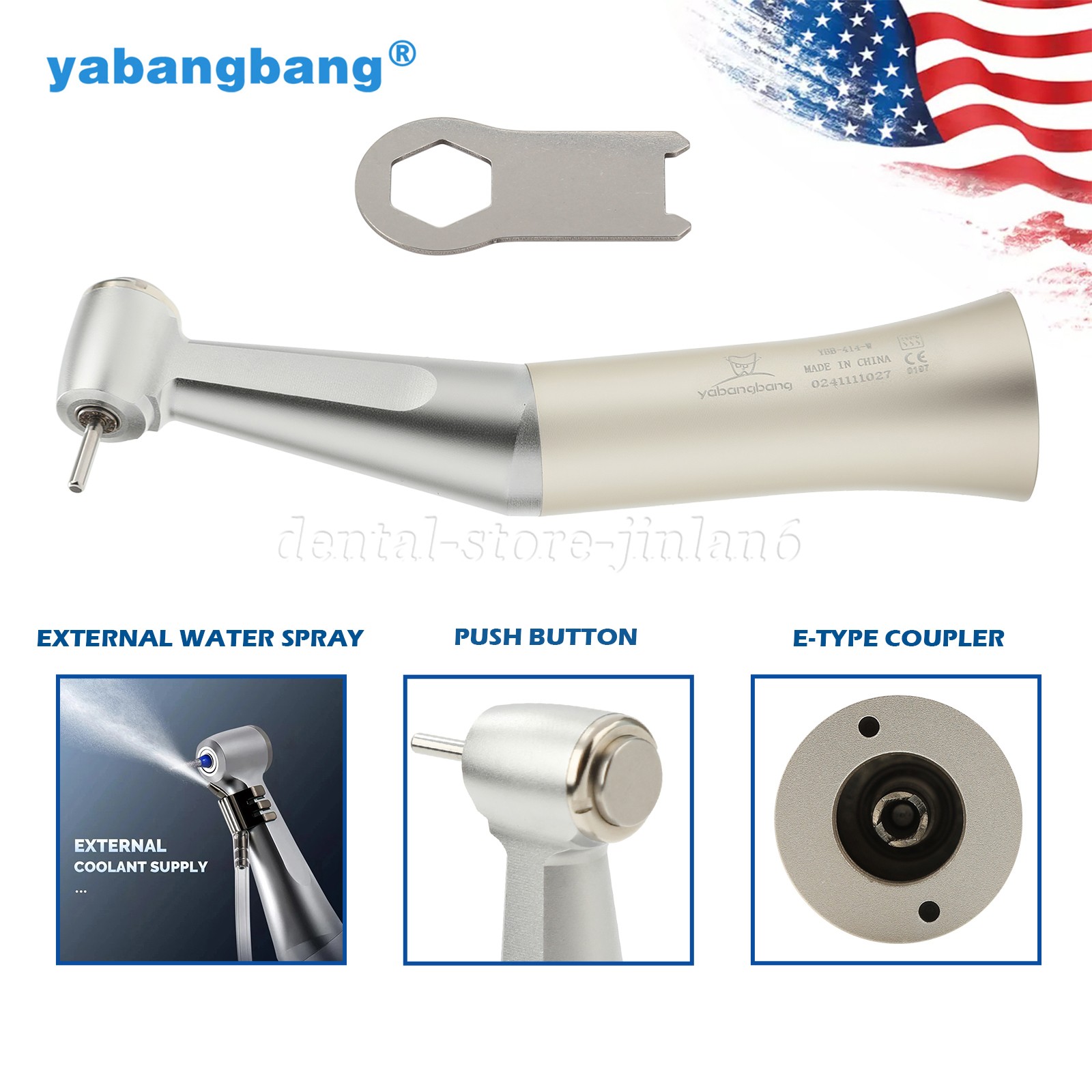 Dental FG 1.6mm Slow Low Speed Contra Angle Handpiece Friction Grip Push Type