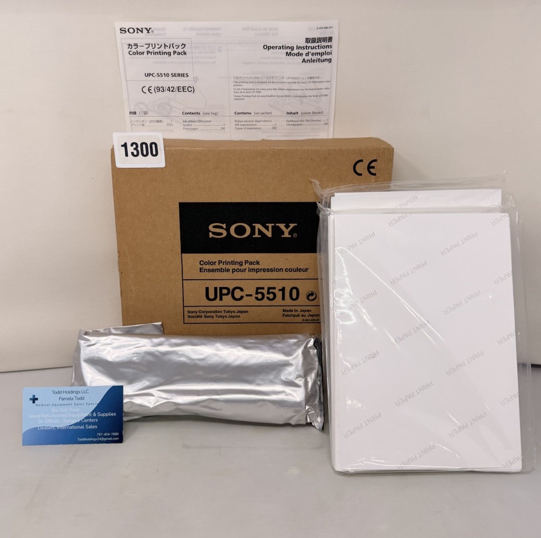 Sony UPC-5510 Color Printing Pack Paper and Ribbon 2-443-400-51 (1300R)