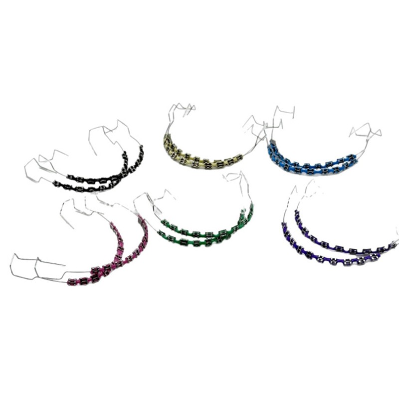 2Pcs Boxed Colorful Brackets Dental Fake Braces Temporary Tooth Decoration