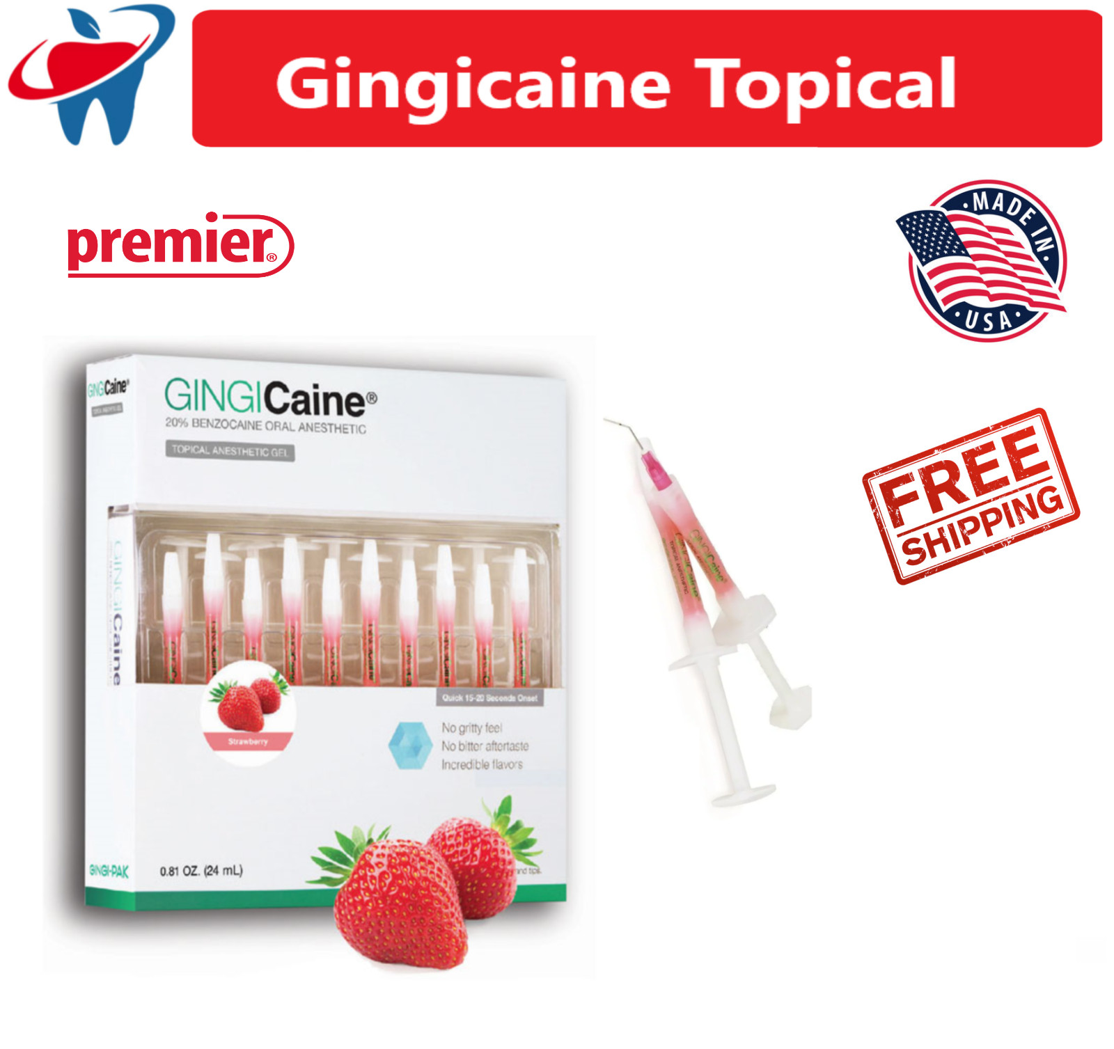Gingicaine Topical Anesthetic Gel in Syringe 1.2 ml prefilled syringes Ex: 11/27