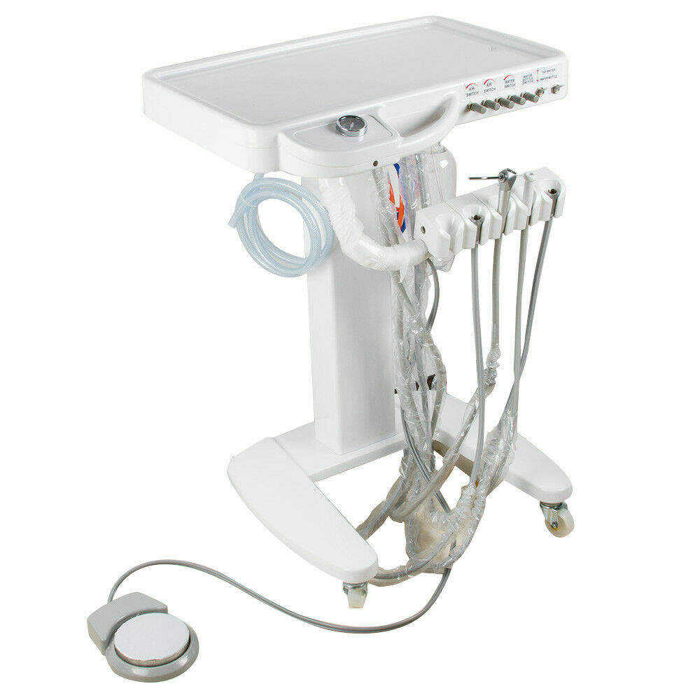 Portable Mobile Dental Delivery Unit System Cart Treatment Compressor 4-Hole