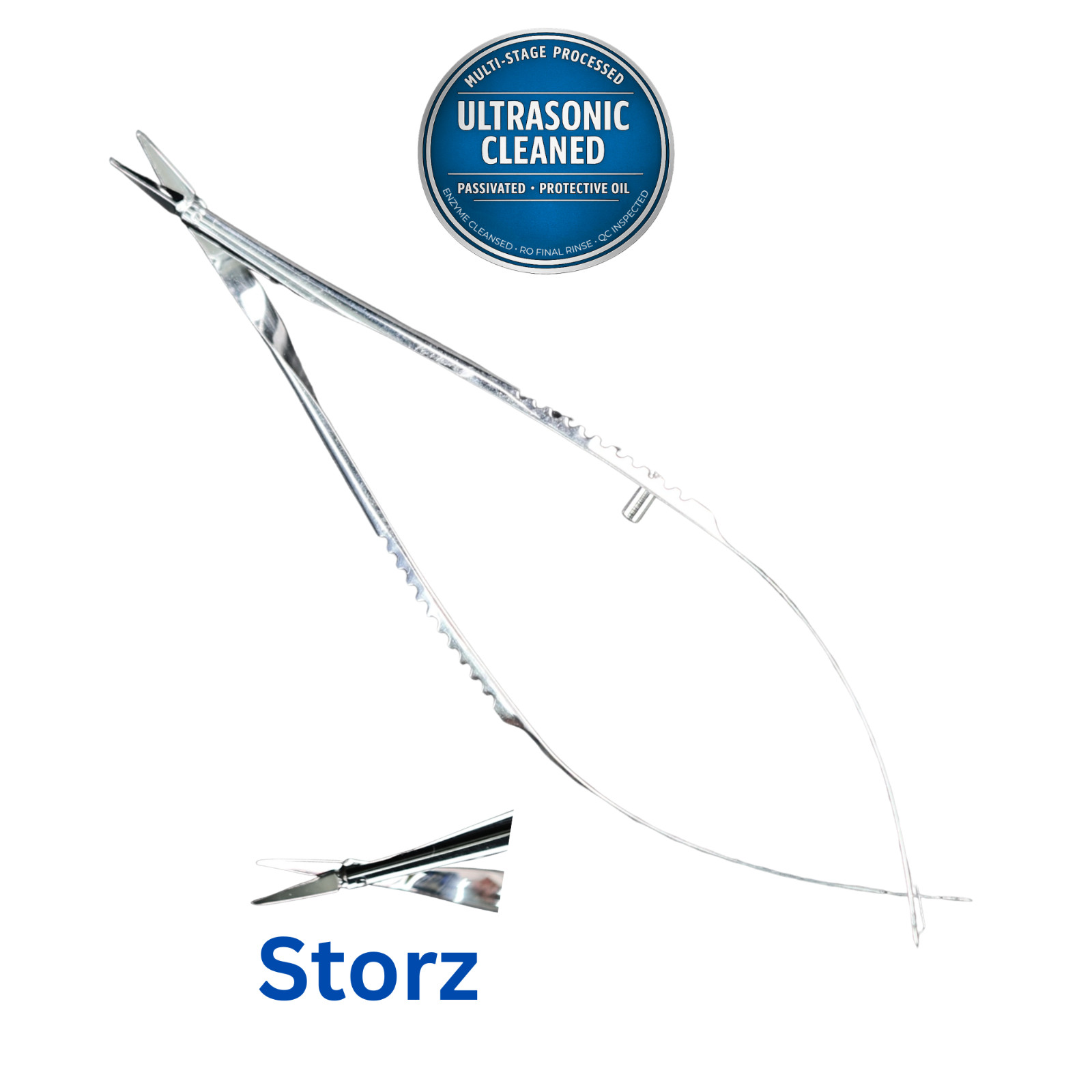 Storz E3386 Vannas Capsulotomy Scissors, Straight, 6mm Blades, S/S, 84mm (3.3″)