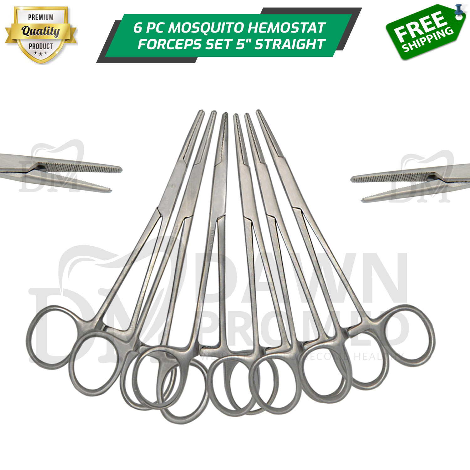 6 Pc Mosquito Hemostat Forceps 5″ Straight Set Surgical Fishing Plier German Gr