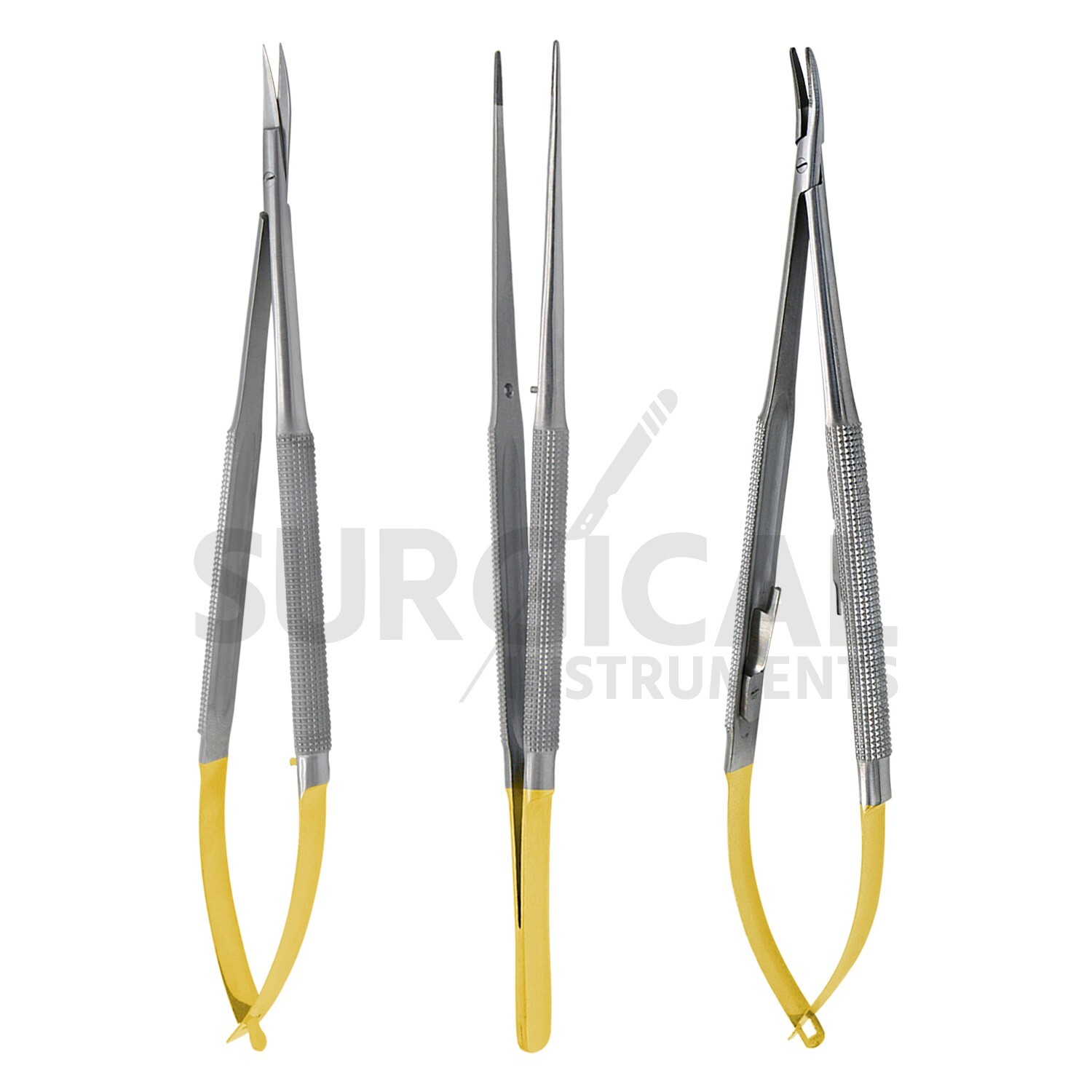 3 Castroviejo Micro Scissors Needle Holder Curved TC Forceps Dental Eye Set Kit