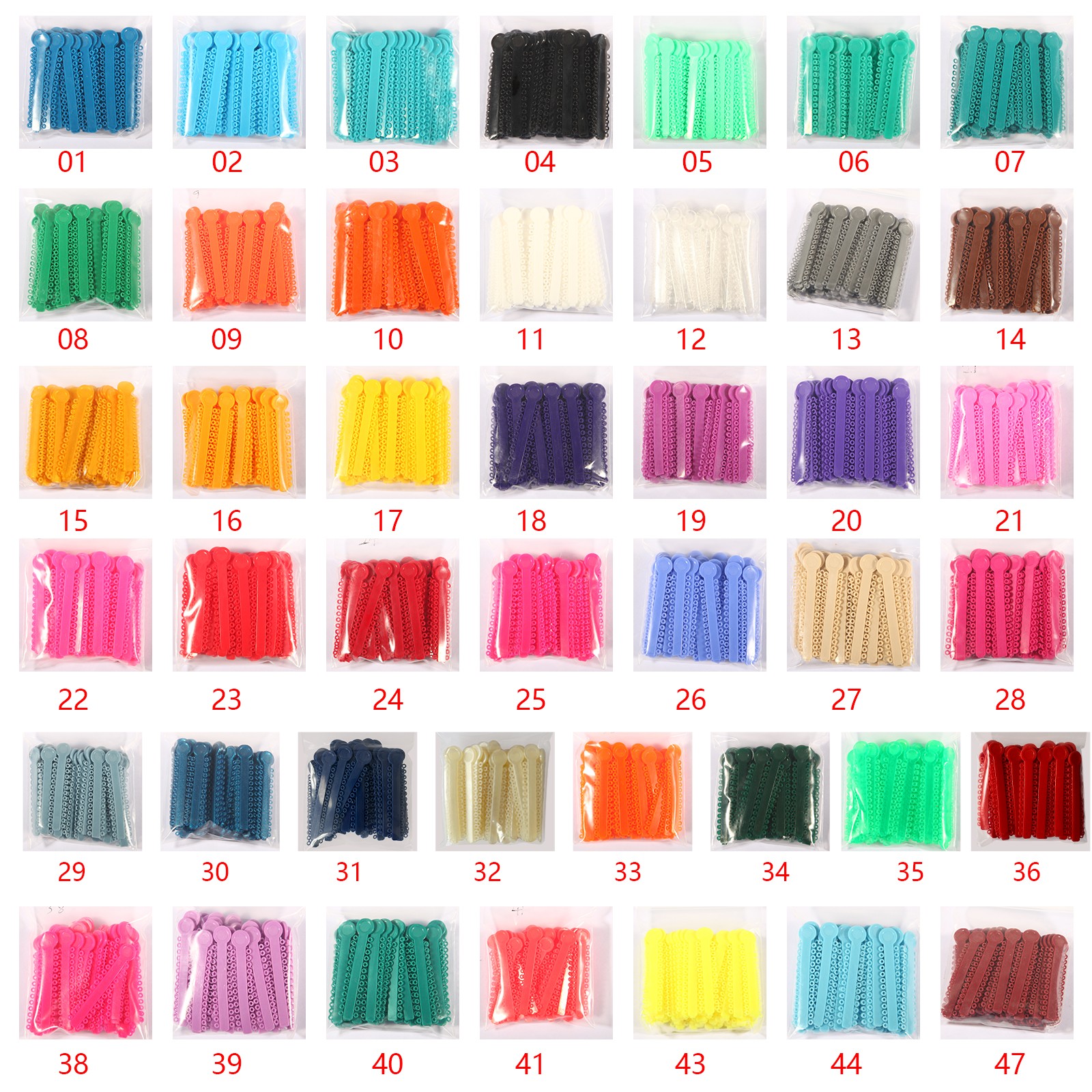 1040Pcs/pack Dental Orthodontic Ligature Ties Elastic Rubber Bands 45 Colors fo