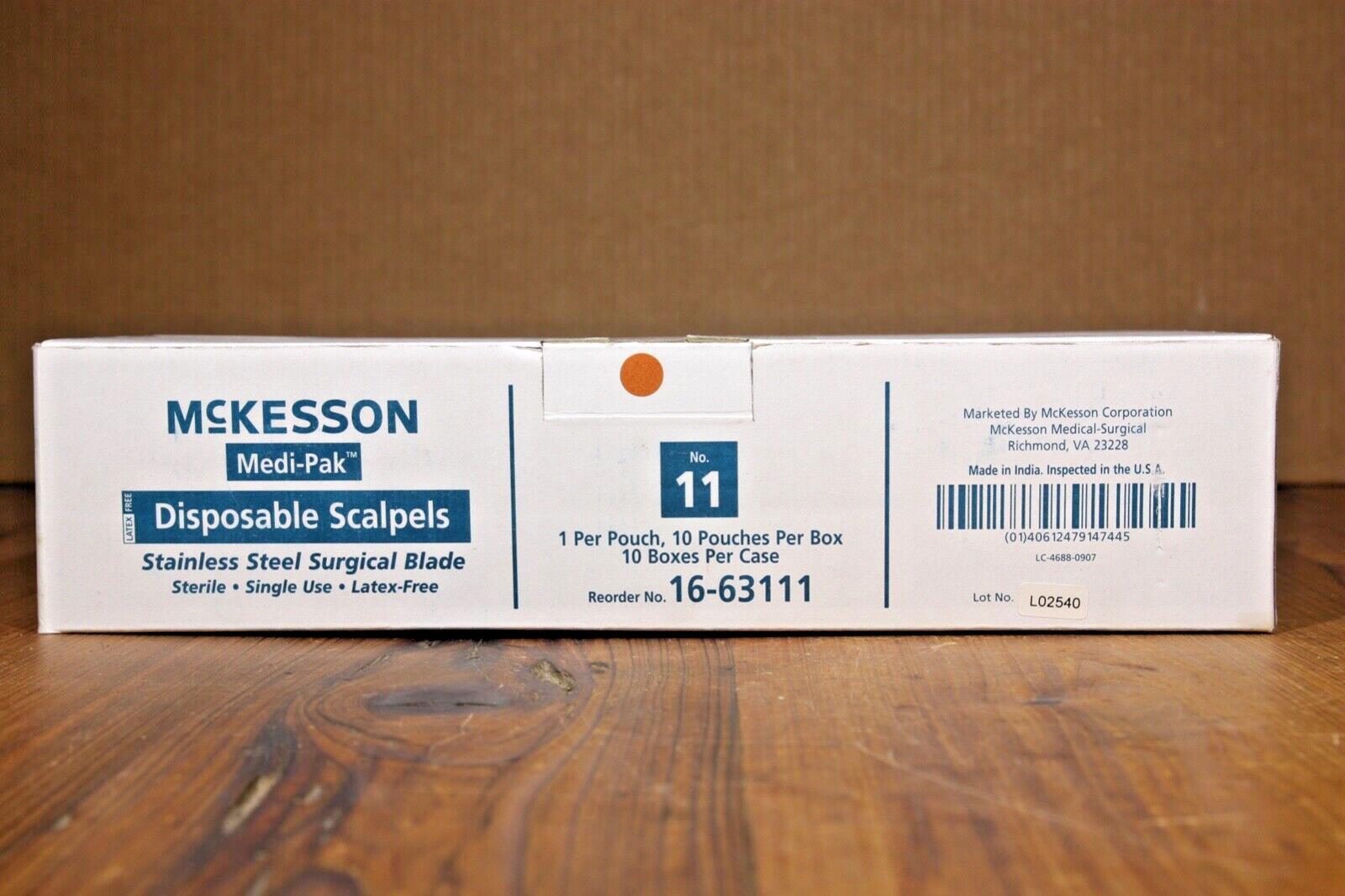 *Box of 10 Units* McKesson Size 11 Disposable Scalpel Single-Use Sterile
