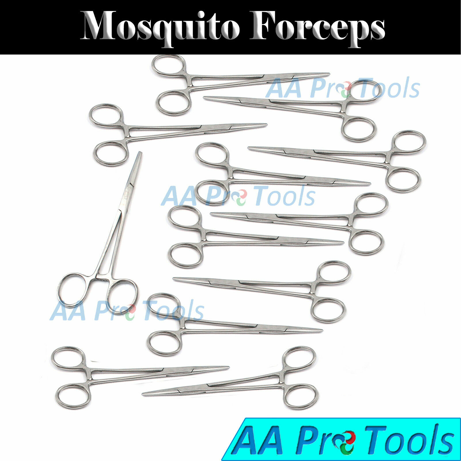 LOT OF 12 NEW 5″ Mosquito Straight Locking Hemostat Forceps Stainless OR Grade