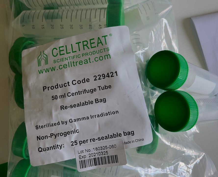 (50 pcs) CellTreat 50 ml centrifuge tube conical graduate sterile leakproof cap