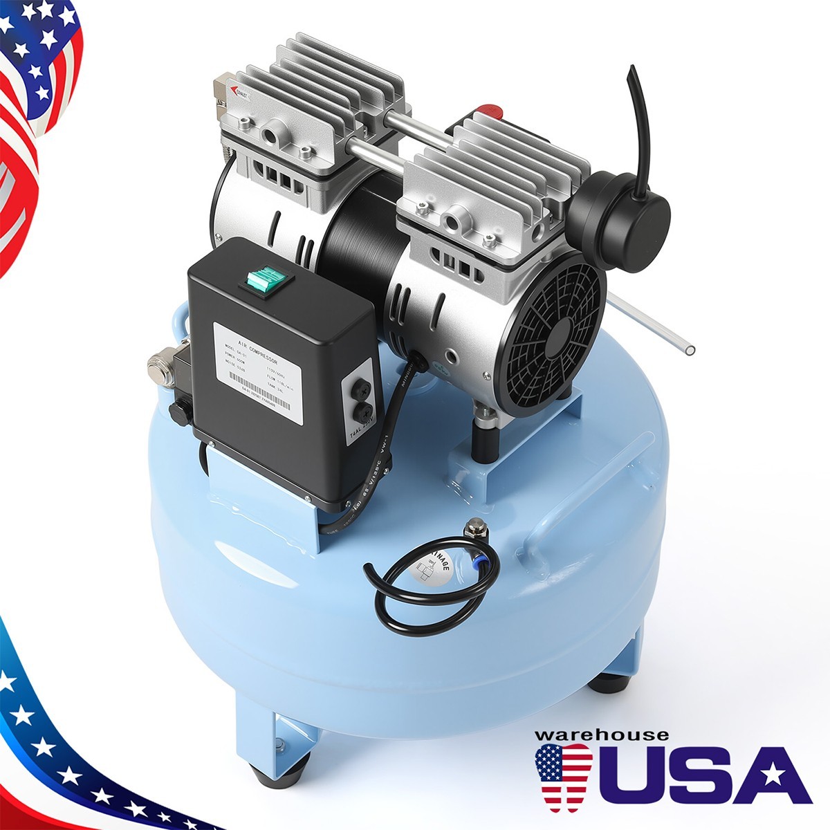 Dental Suction System with Strong Suction /Silent Air Compressor Oilless Free
