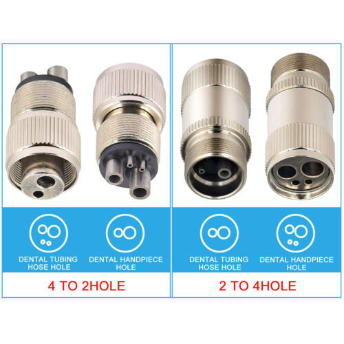 4 Dental 2 to 4 & 4 to 2 Hole Adapter Changer Connector for High Speed Handpiece
