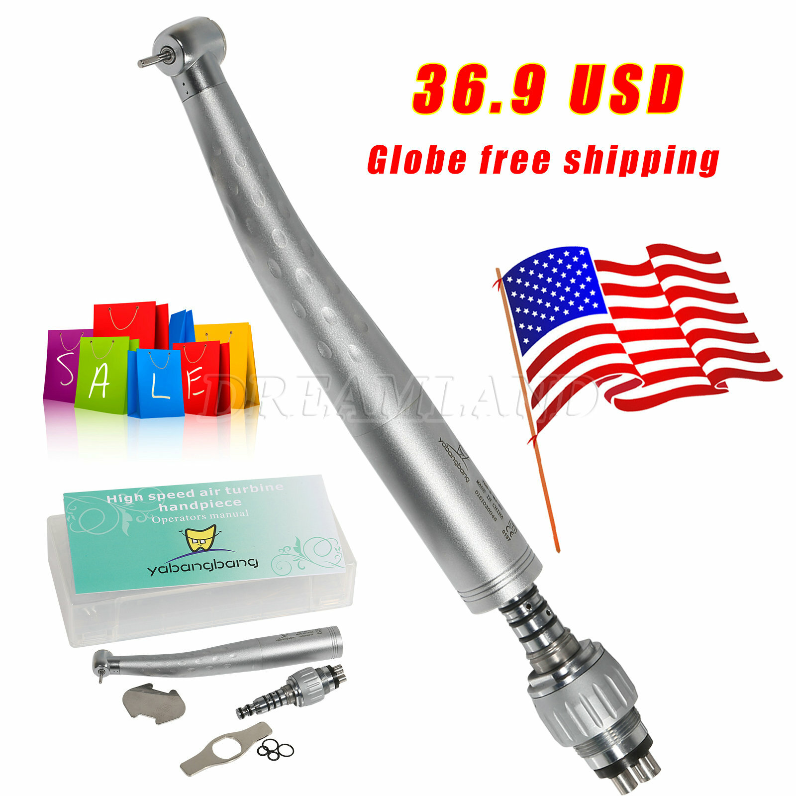 KaVo Style Dental High Speed / Fiber Optic LED Handpiece 4/6Hole Quick Coupler