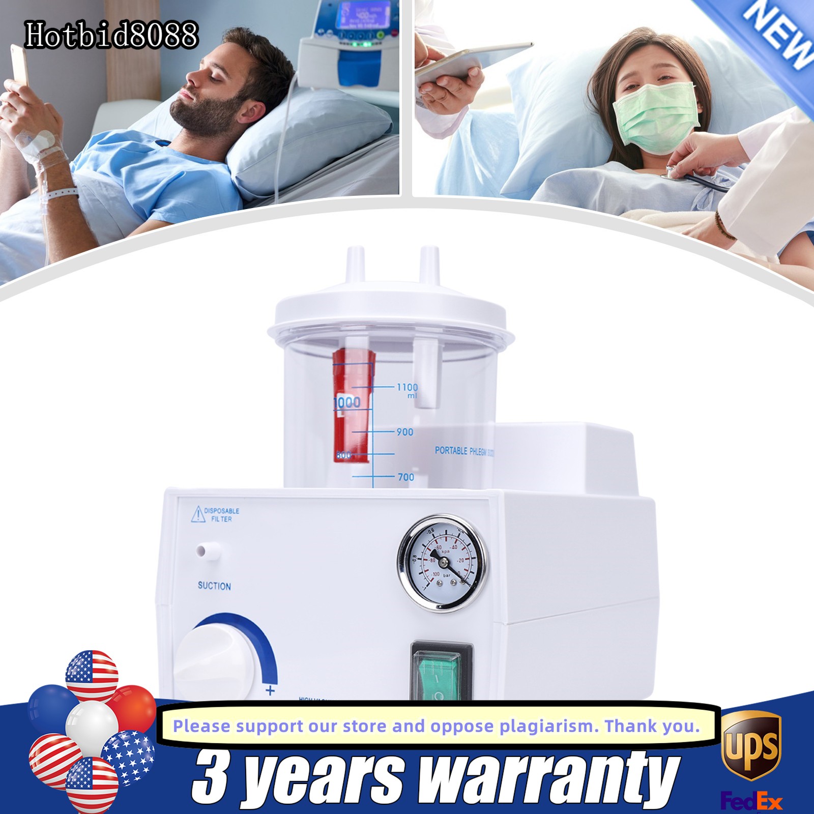 Portable Dental Phlegm Suction Unit Emergency Medical Vacuum Aspirator Machine