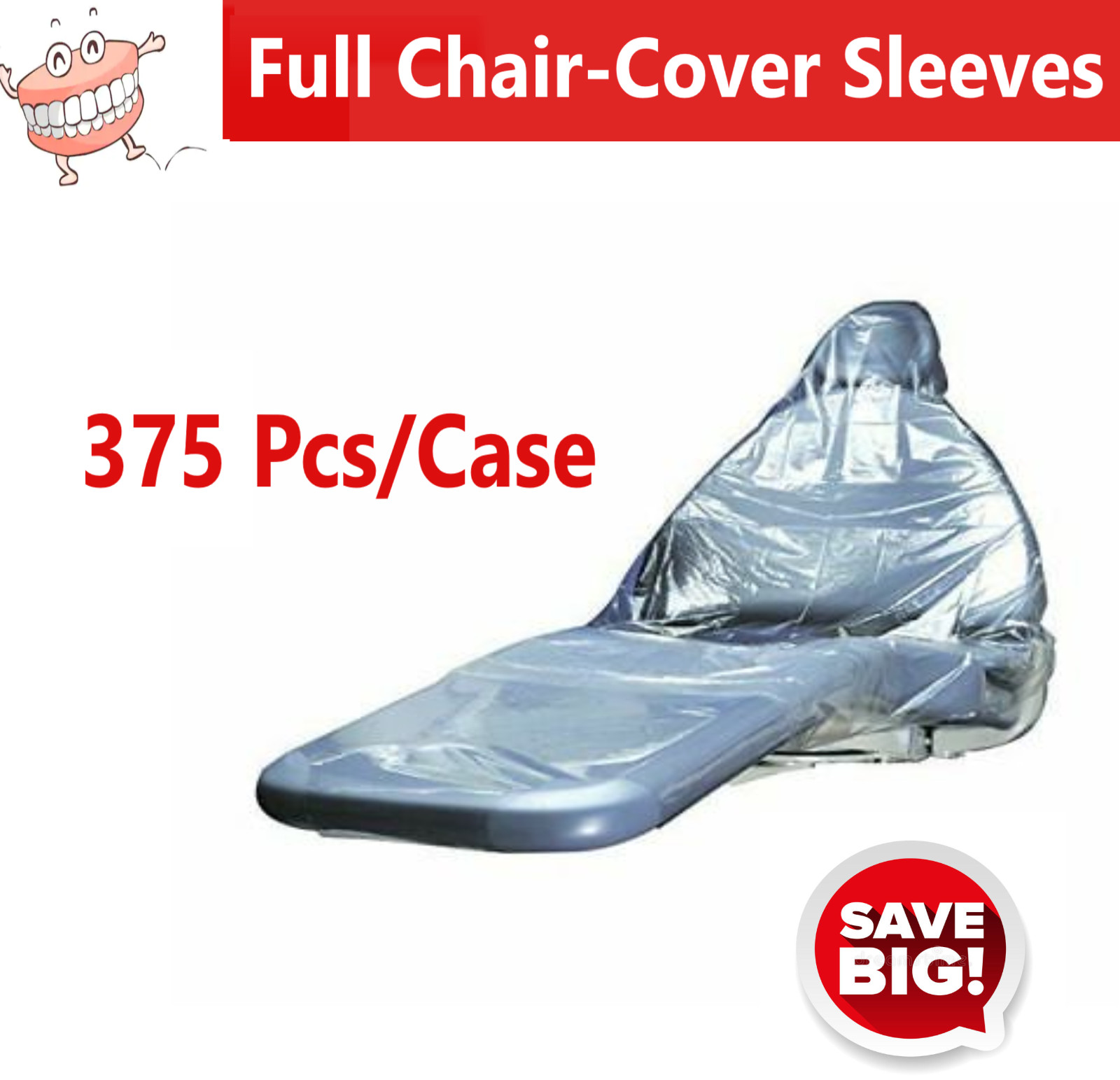 DENTAL Chair Cover Full Chair Sleeves 29″ x 80″ Clear Plastic, Premium, 375 PCS