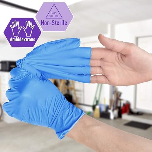 Med Pride Nitrile Vinyl Exam Gloves | Powder-free | Blue Large | 100 Count