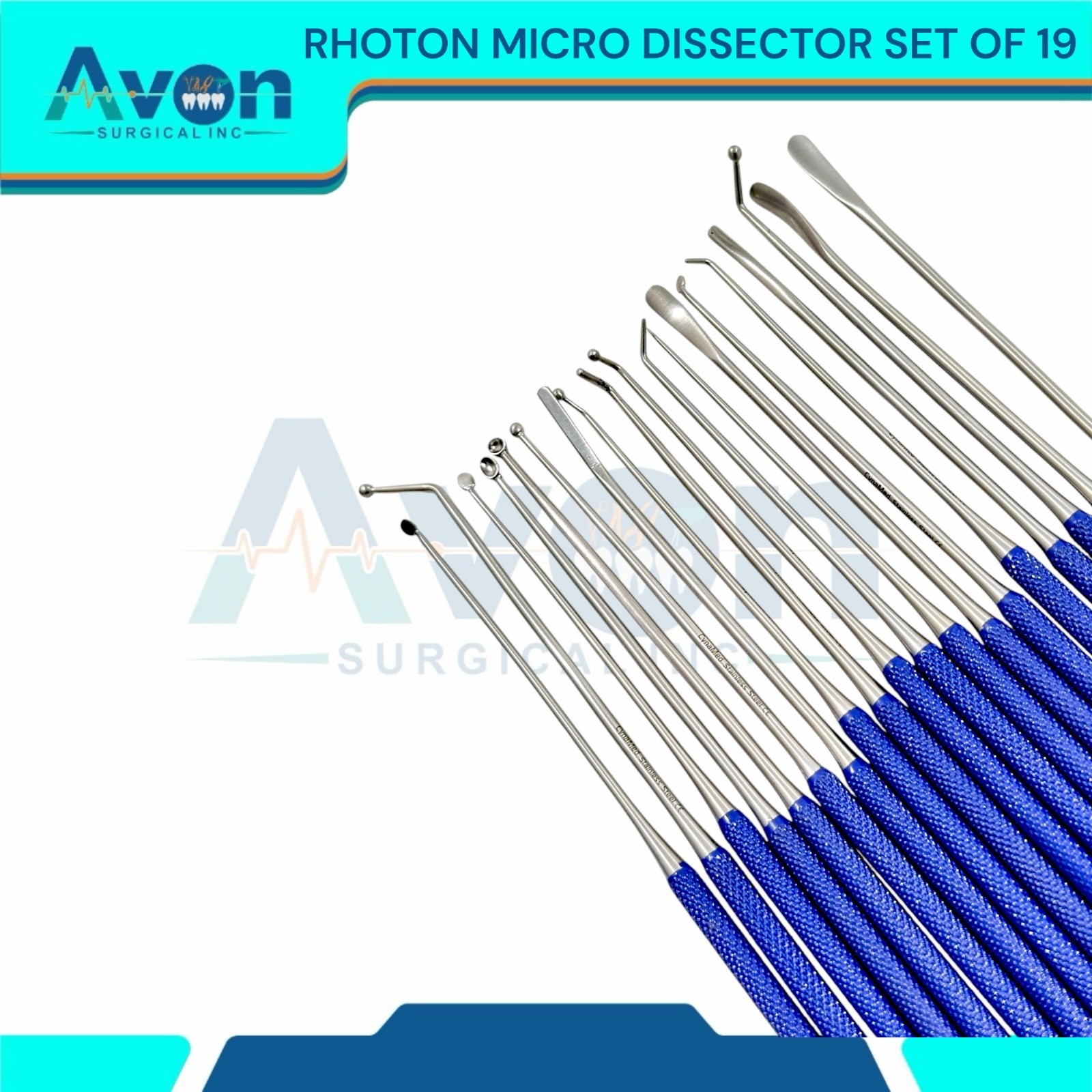 New Neurosurgical Expanded RHOTON MICRO Dissector Set Of 19 Surgical Instruments