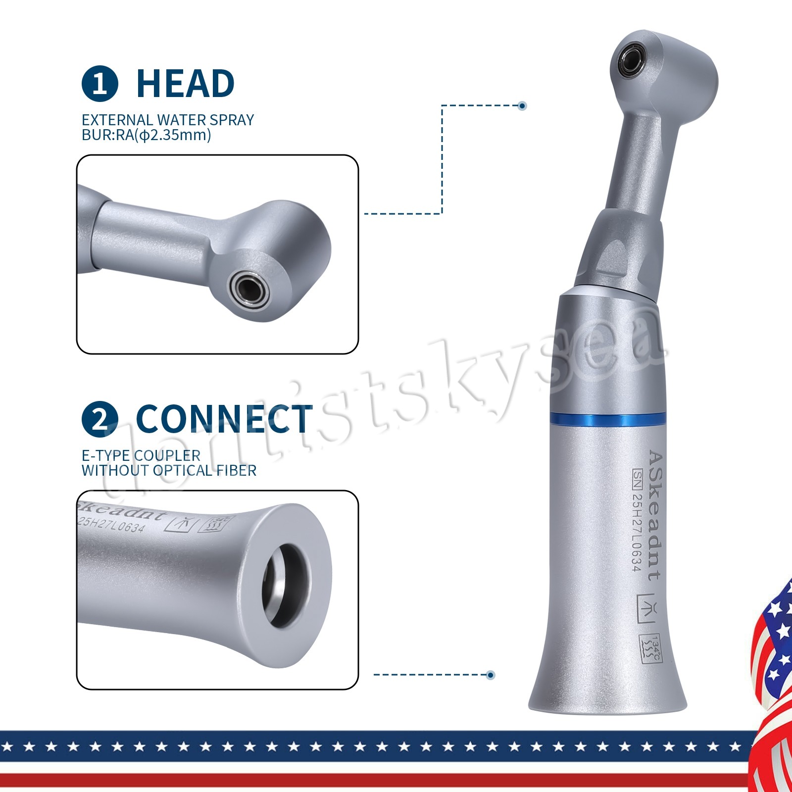 10X YAD Dental Low Speed Handpiece Push Contra Angle Fit NSK E-type USPS