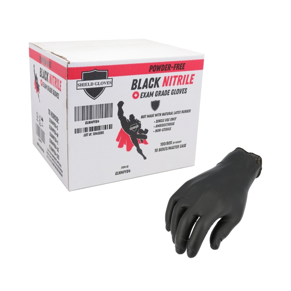 2000 Black Nitrile Disposable Gloves Powder Free and Latex Free 4 Mil Medium