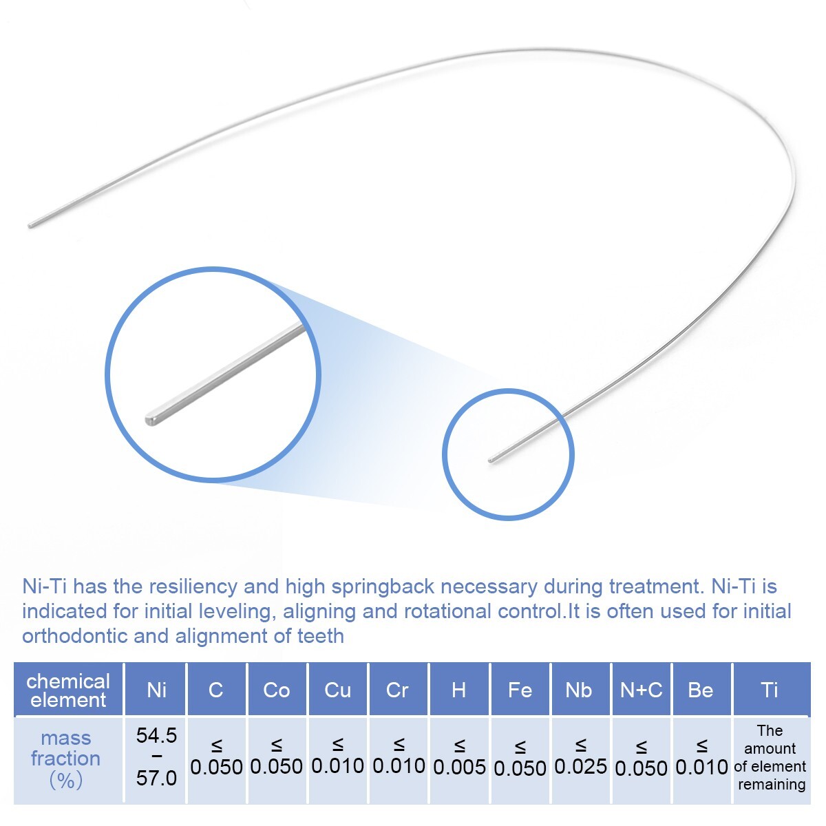 AZDENT Dental Orthodontic Super Elastic NITI Rectangular Arch Wires Ovoid Form