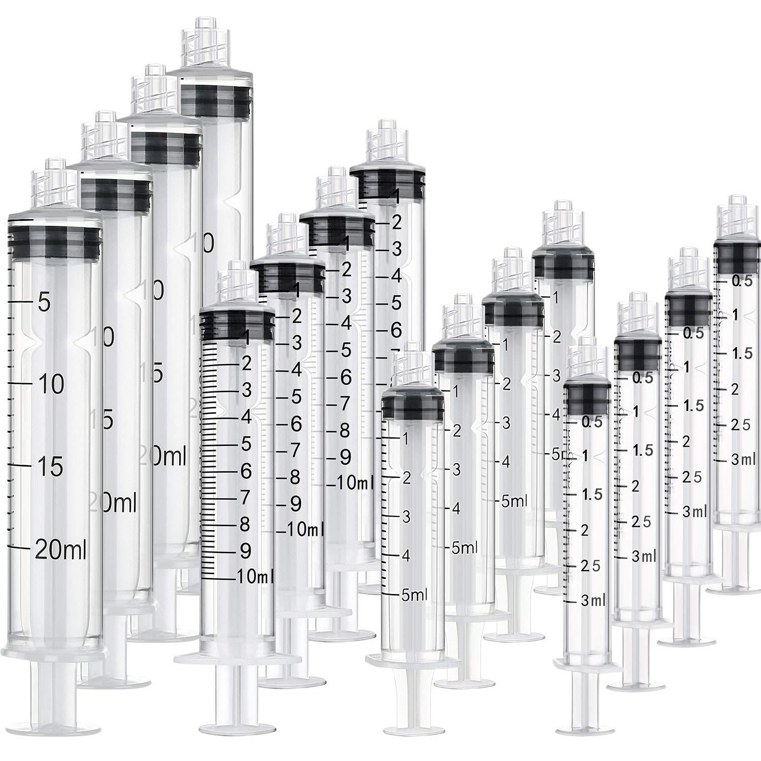 Tecunite 20 Pack Syringe without Needle, Plastic Curved Syringes for Epoxy Resin