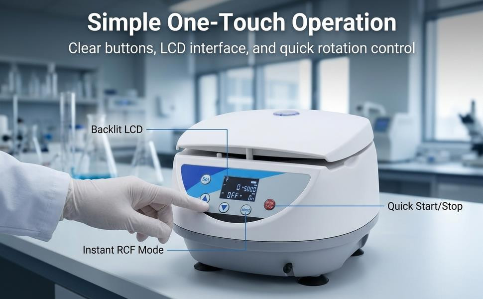 500-5000RPM Digital Bench-top Lab Centrifuge 8x15mL Test Tubes w/Viewable Window
