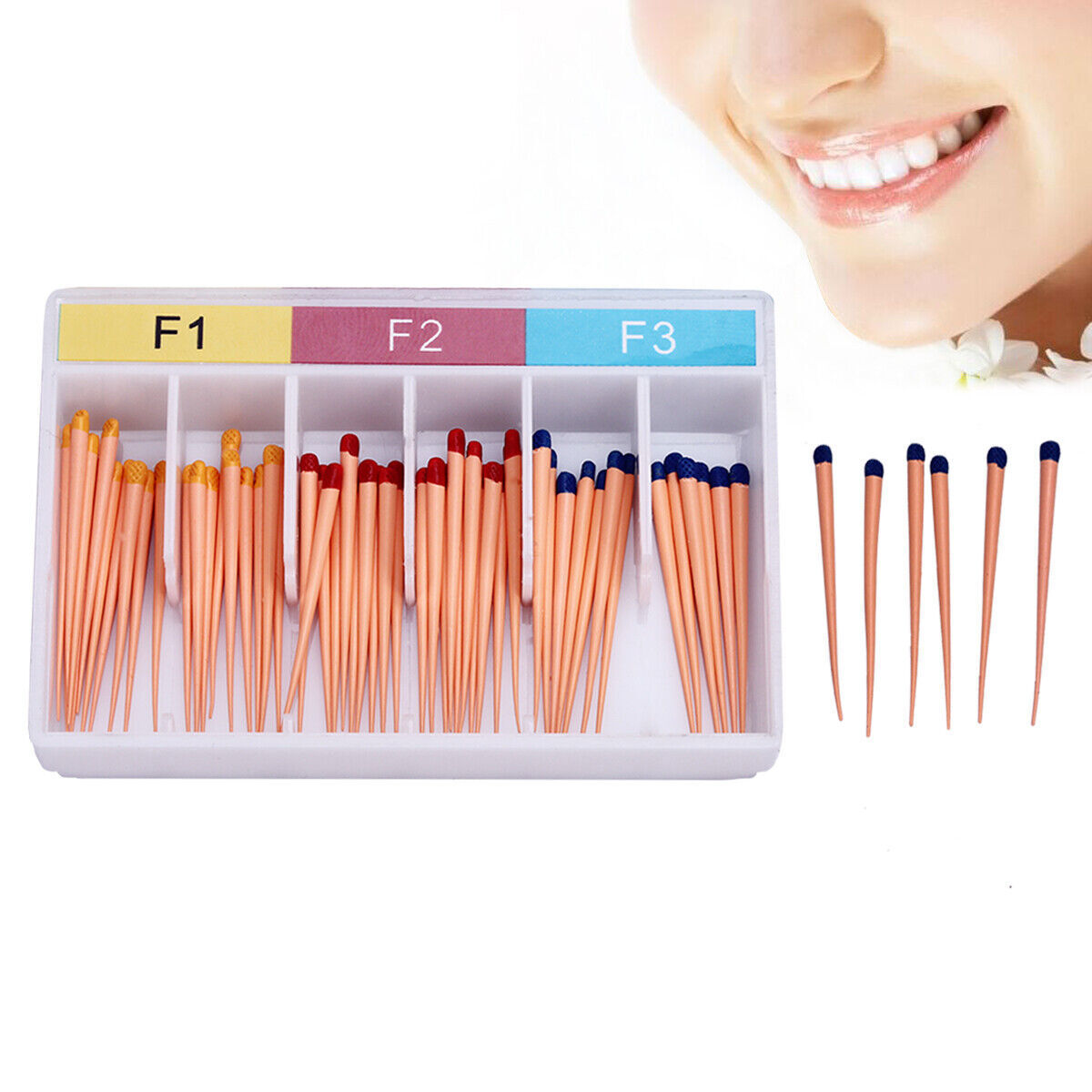 60pcs Dental Gutta Percha Points Endo Root Canal Obturating Tips Bars Taper