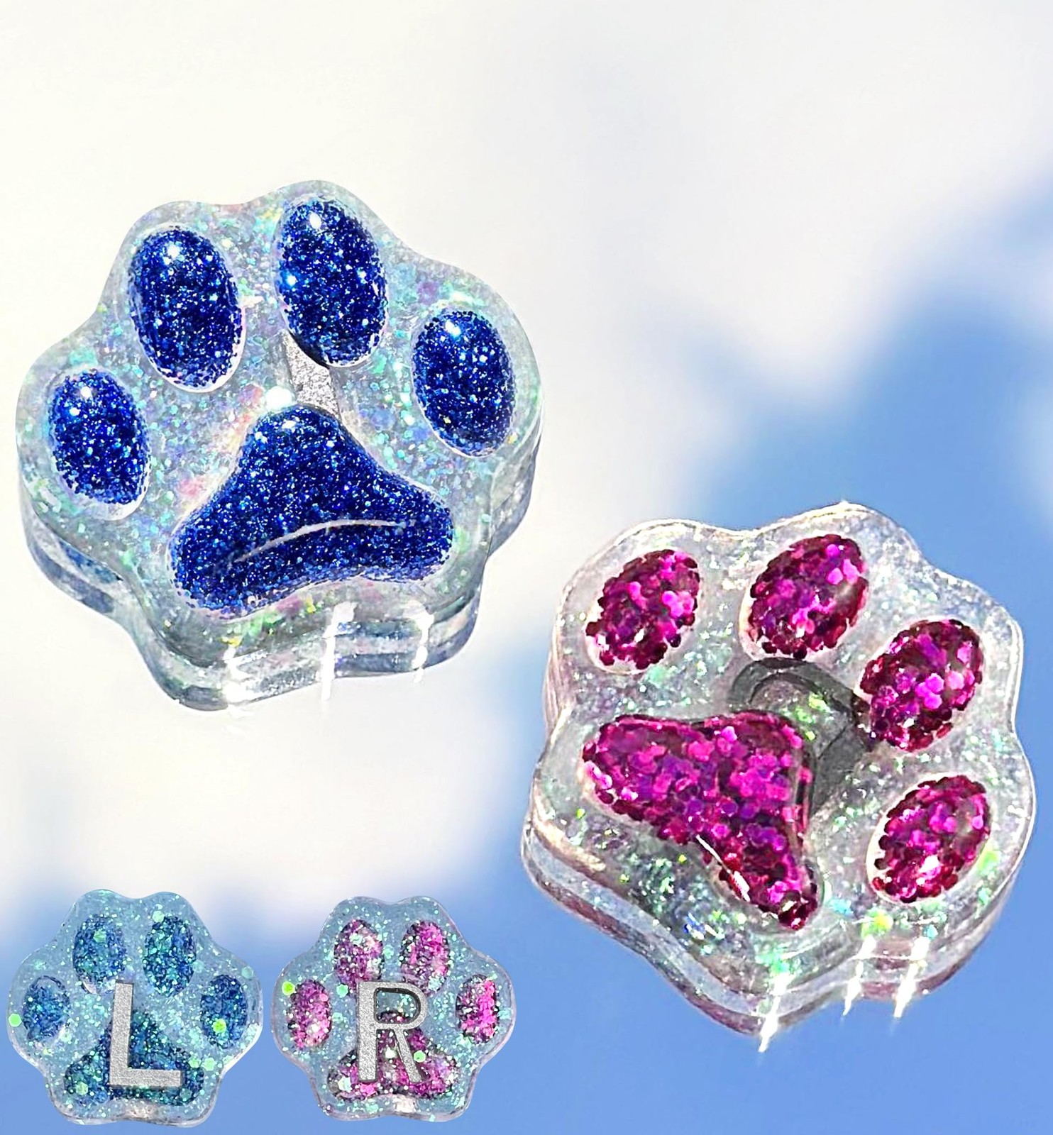 Xray Markers Lead Initials Paw Glitter Deep Rose Blue Resin Radiology Tape