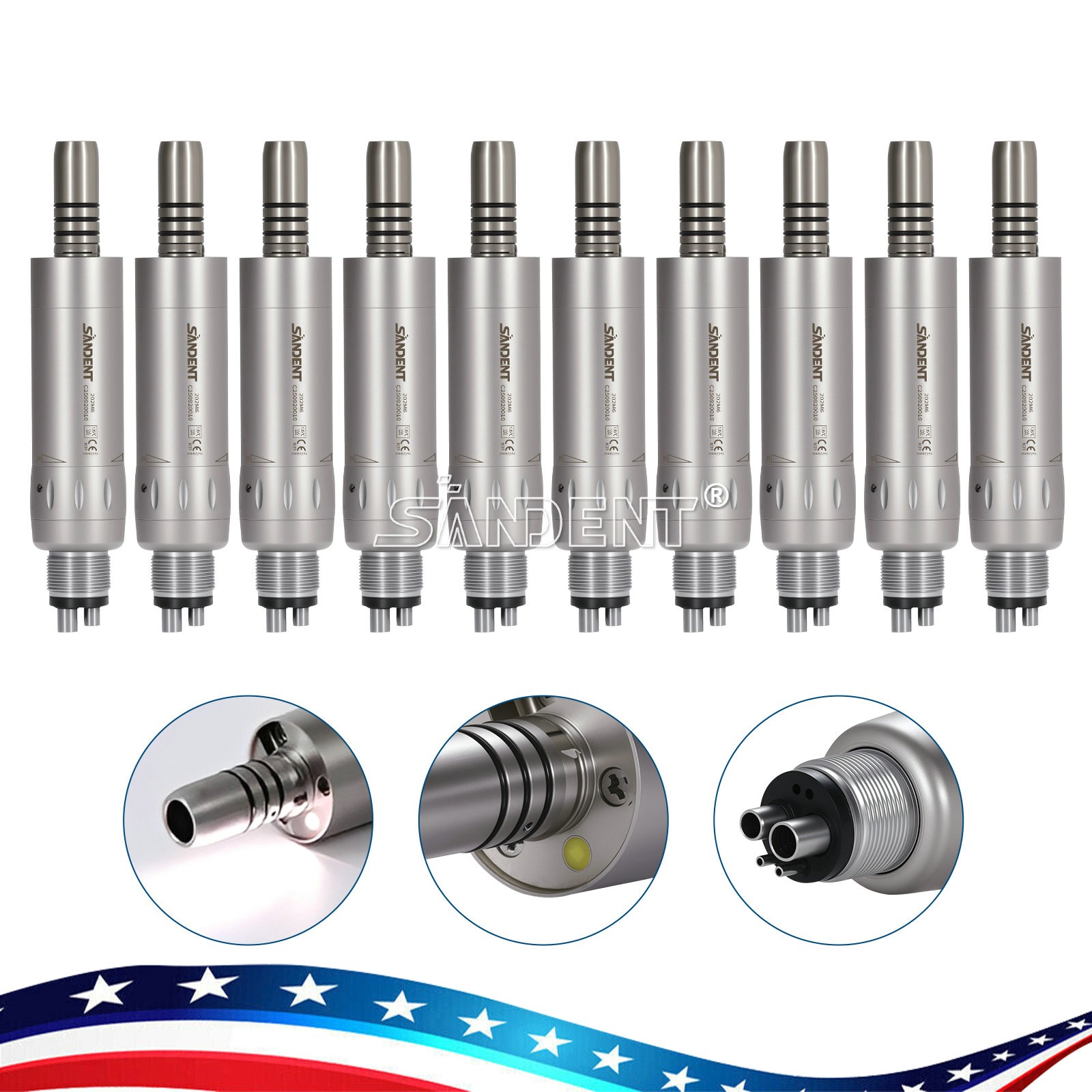 Dental Internal Water Spray Low Speed Air Motor Handpiece 4Hole E-generator LED