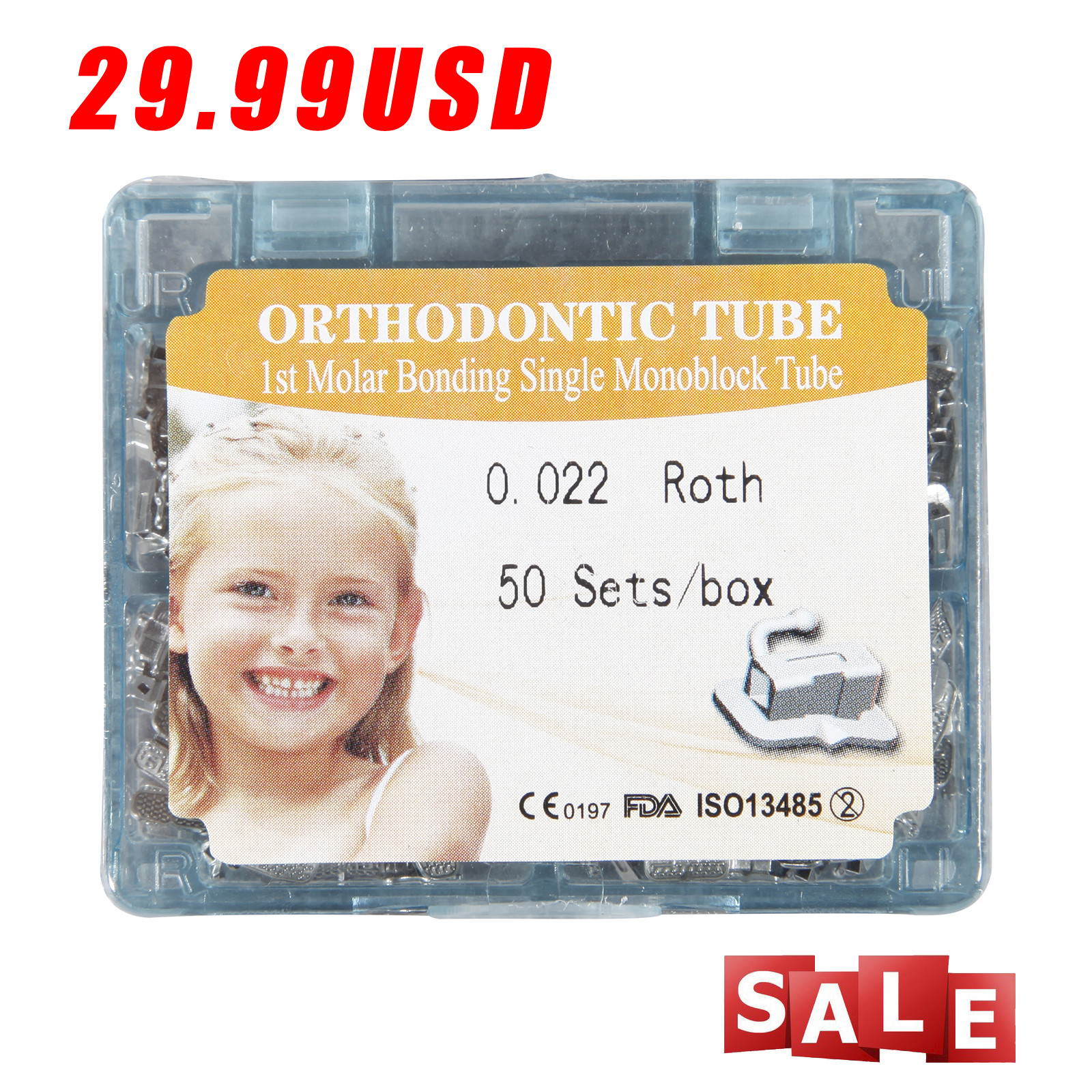 50 Sets Dental Single 1st Molar Buccal Tube Roth 022 NonConvertible Monolock xhb