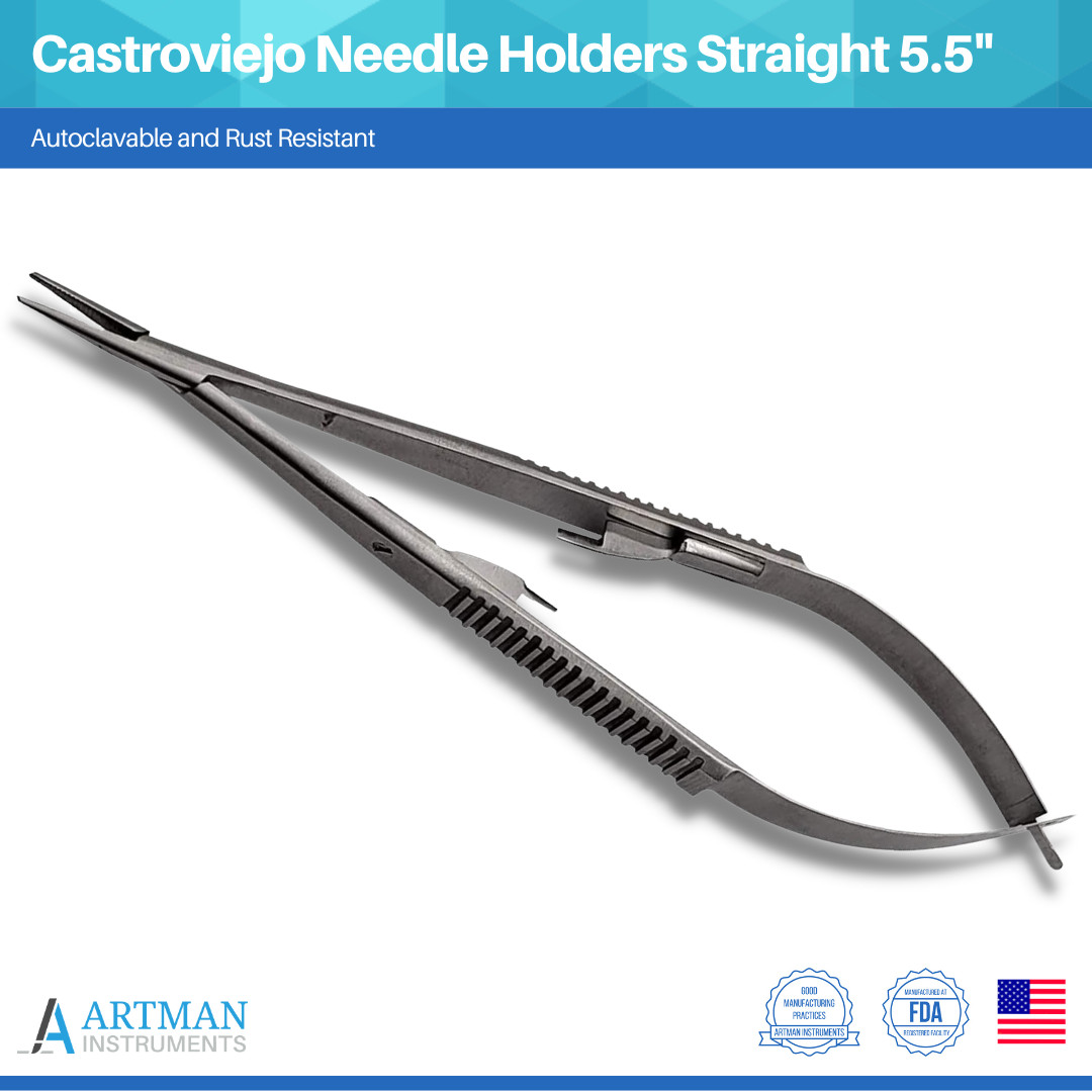 Castroviejo Needle Holder 5.5 inches Straight with Lock ARTMAN