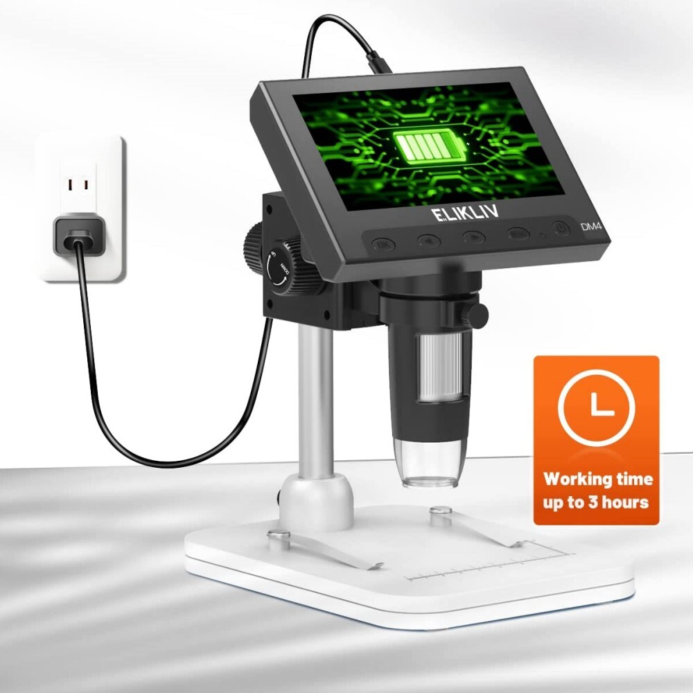 Elikliv USB Digital Microscope 1000X 4.3″ LCD Screen Soldering Coin Microscope