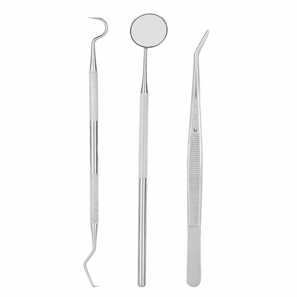 10 Sets Dental Stainless Steel Tools Mirror Explorer Probe Pliers Cleaning Kit