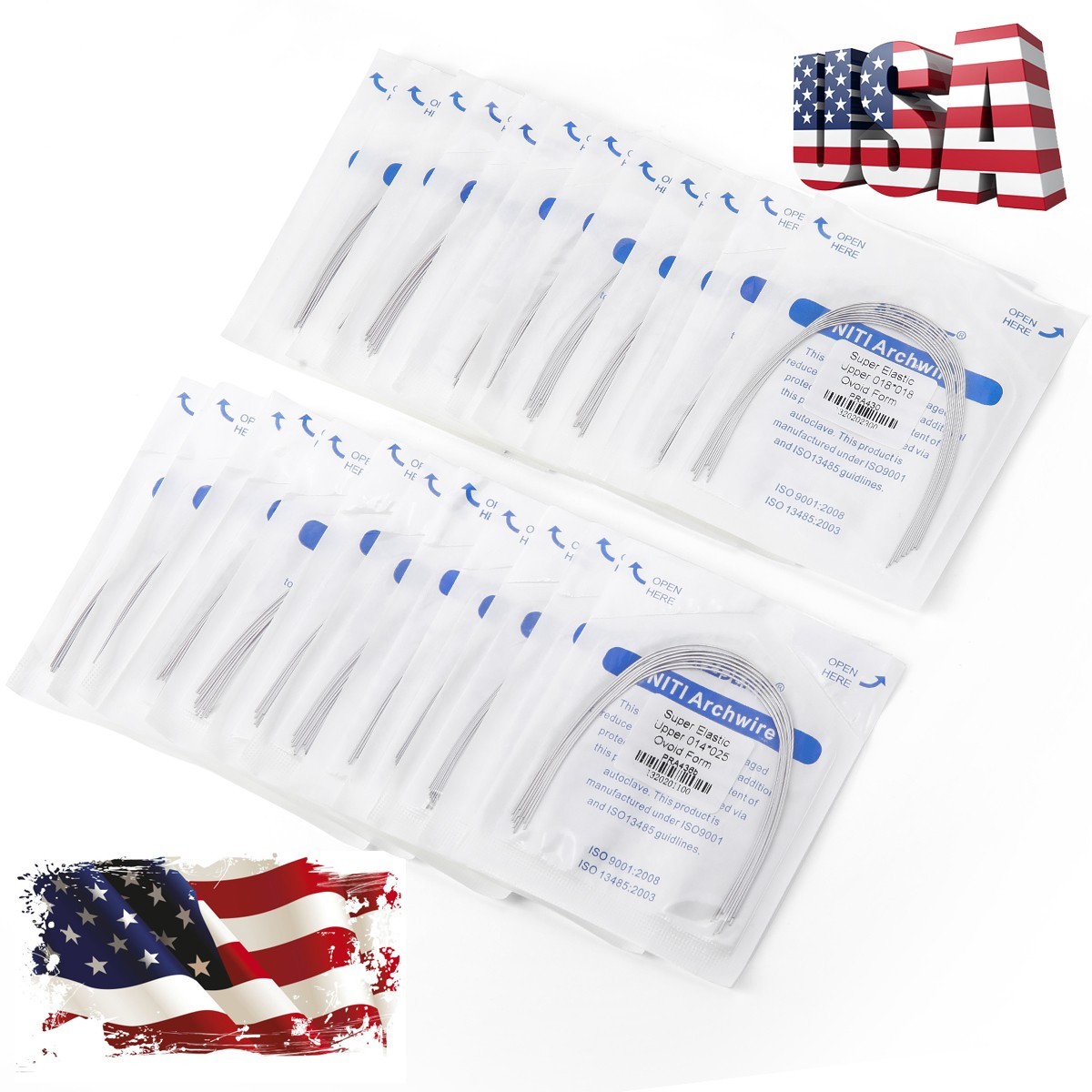 AZDENT Dental Orthodontic Arch Wire Super Elastic NiTi Ovoid Round Rectangular