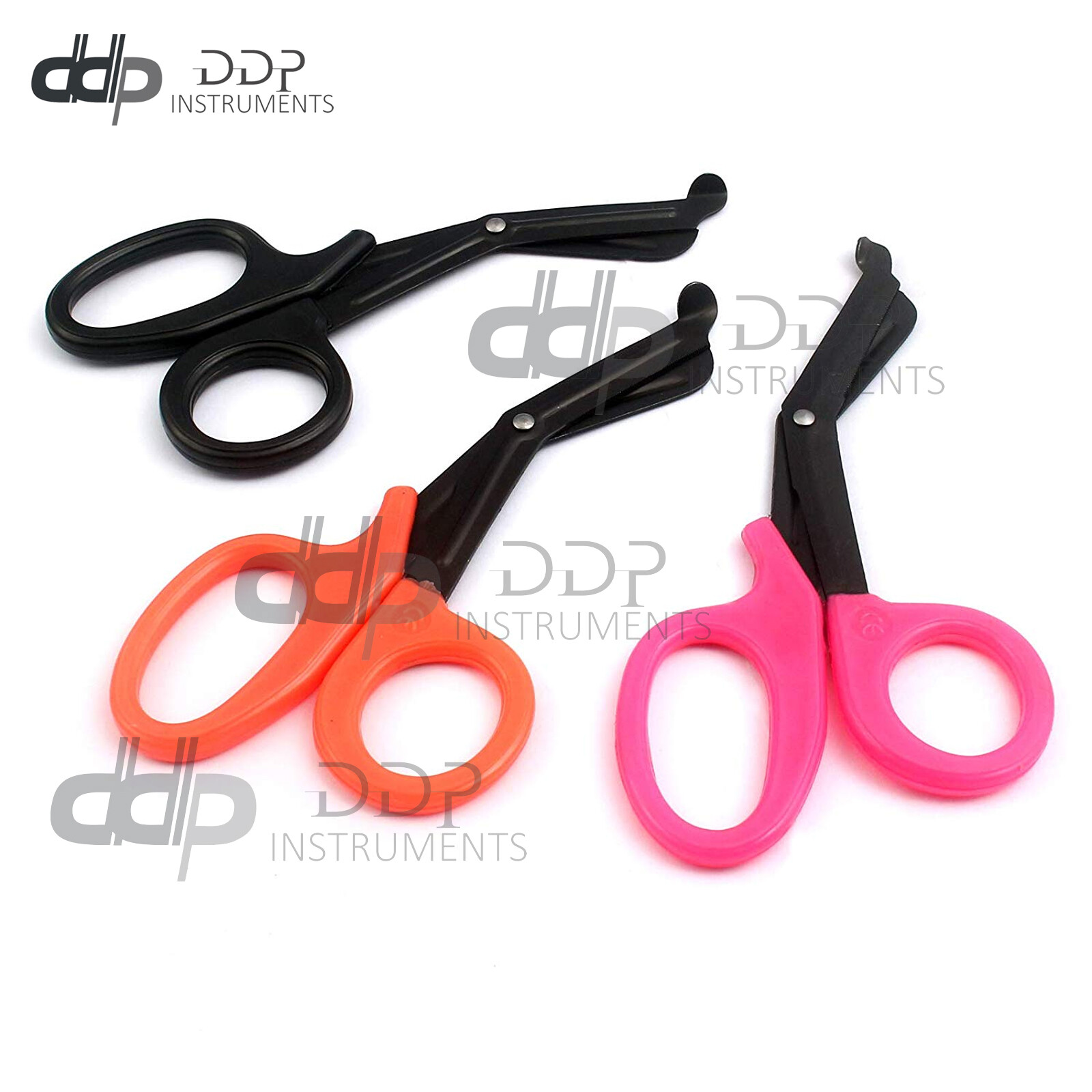 3 (Pink Orange Black) Fluoride Coated Trauma Paramedic EMT Shears Scissors 7.5″