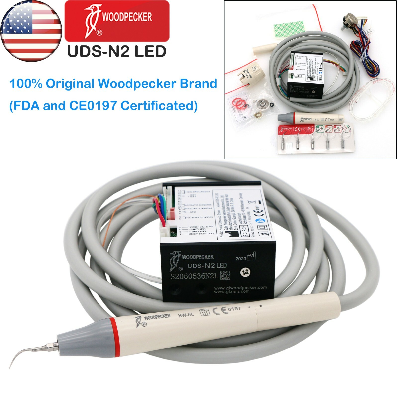 US Woodpecker Original Dental Ultrasonic Piezo Built in Scaler UDS-N2 LED HW-5L