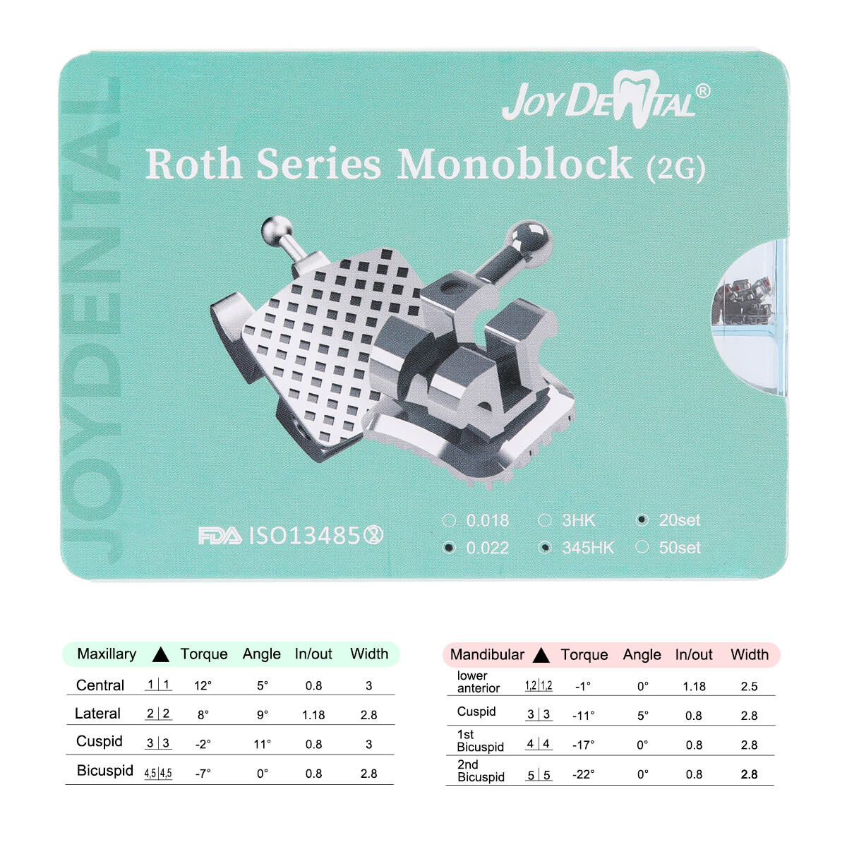 AZDENT Dental Orthodontic MIM Monoblock Brackets Braces Mini Roth/MBT Hooks 345