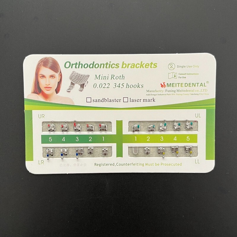 10 Packs Dental Orthodontic Metal Mesh Base Brackets Mini Roth .022 345 hooks CE