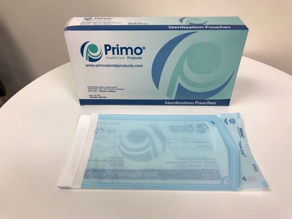 Primo Triple Chek Sterilization Pouch 5.25 x 10 (1000) Bags Dental Tattoo Nail