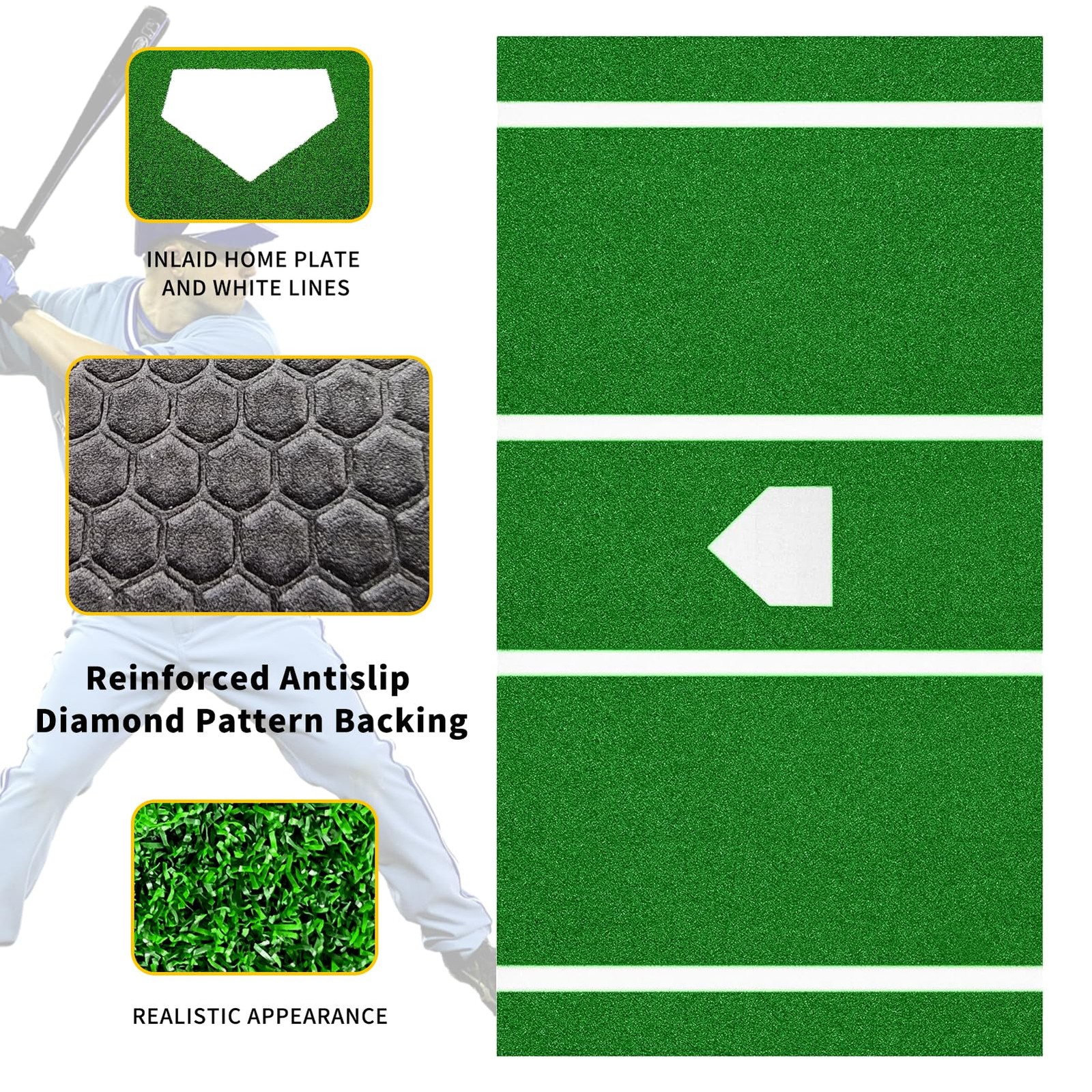 Honeypet Thickened Upgraded Version Baseball Hitting Mat Exercise Mat Softball