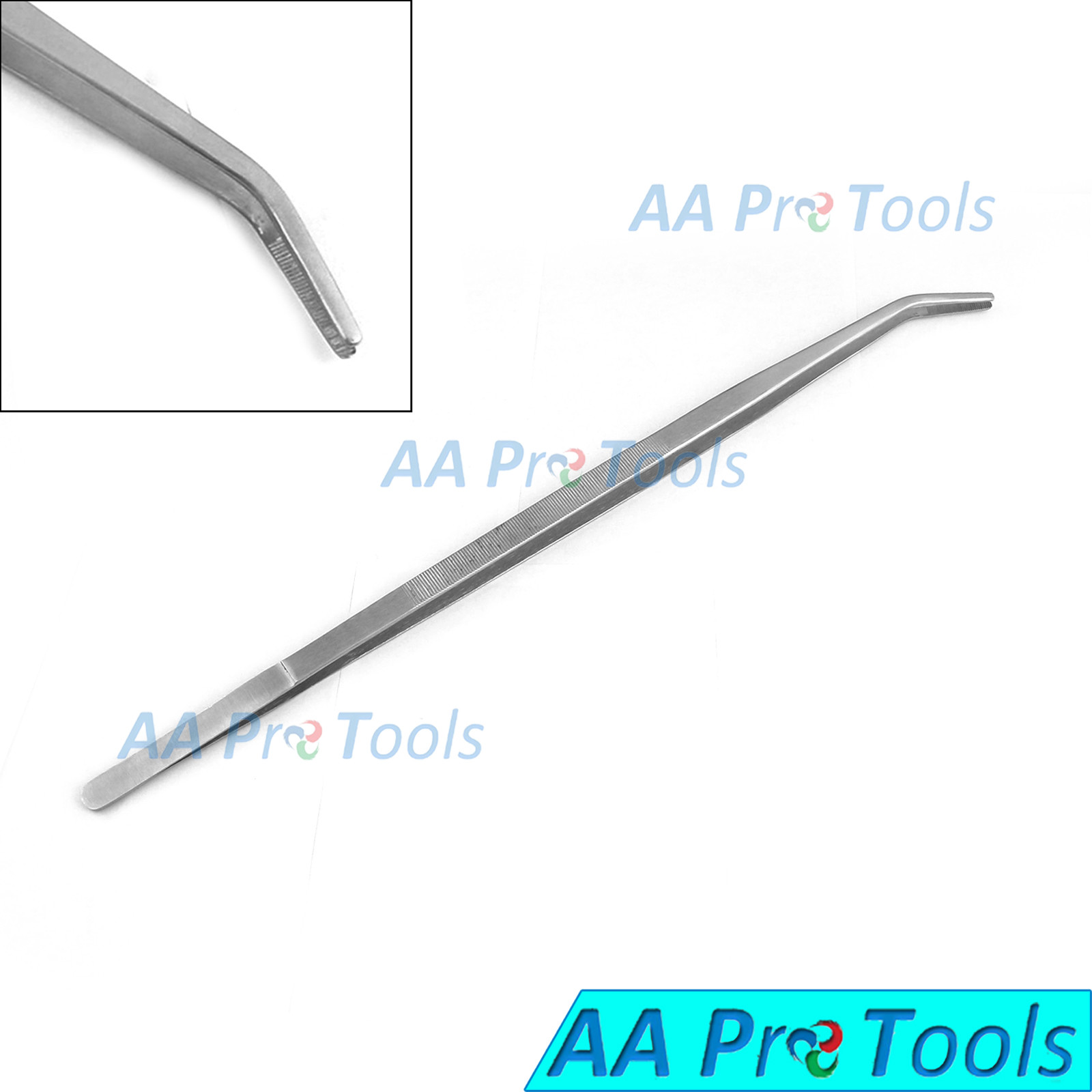 AA Pro: Extra Long Tweezers 24″ CURVED TIP Dressing Forceps Stainless Steel