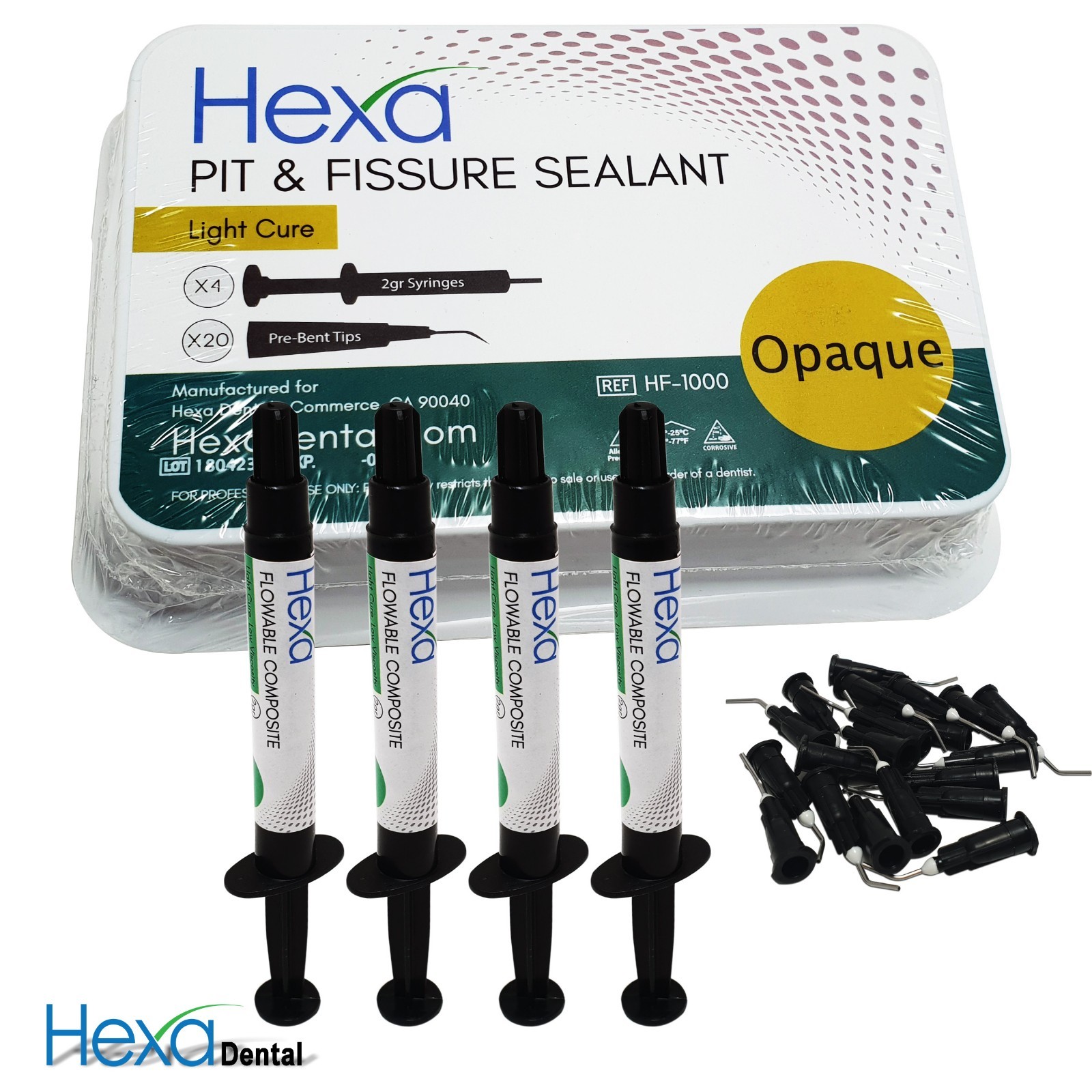 HEXA Pit & Fissure Sealant (Opaque) (4×2 mL Syringes + Tips) Choose Quantity