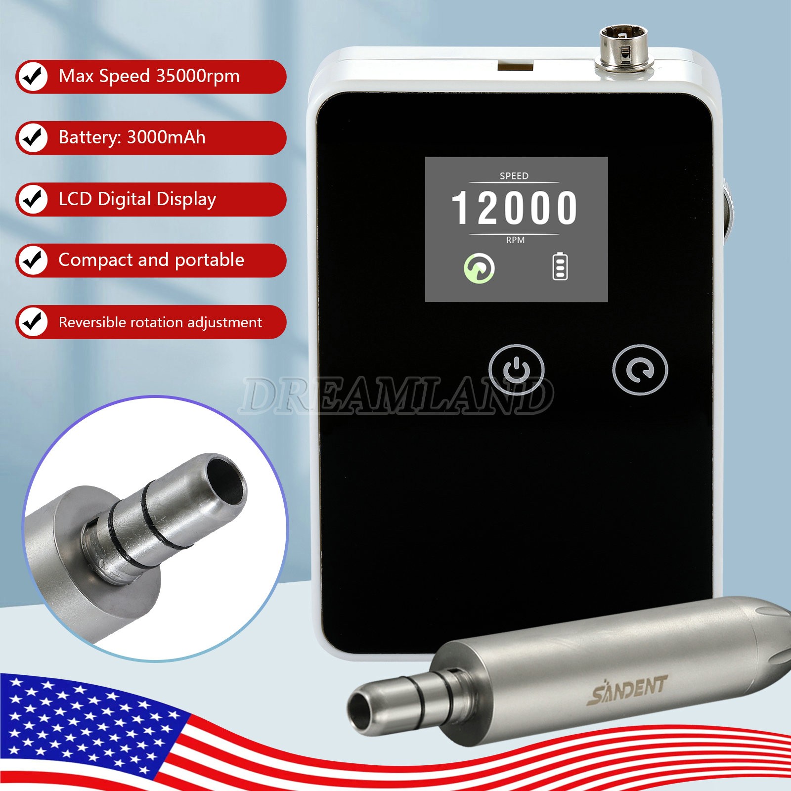 Dental Brushless Electric Polisher Micro Motor / Straight Handpiece Contra Angle