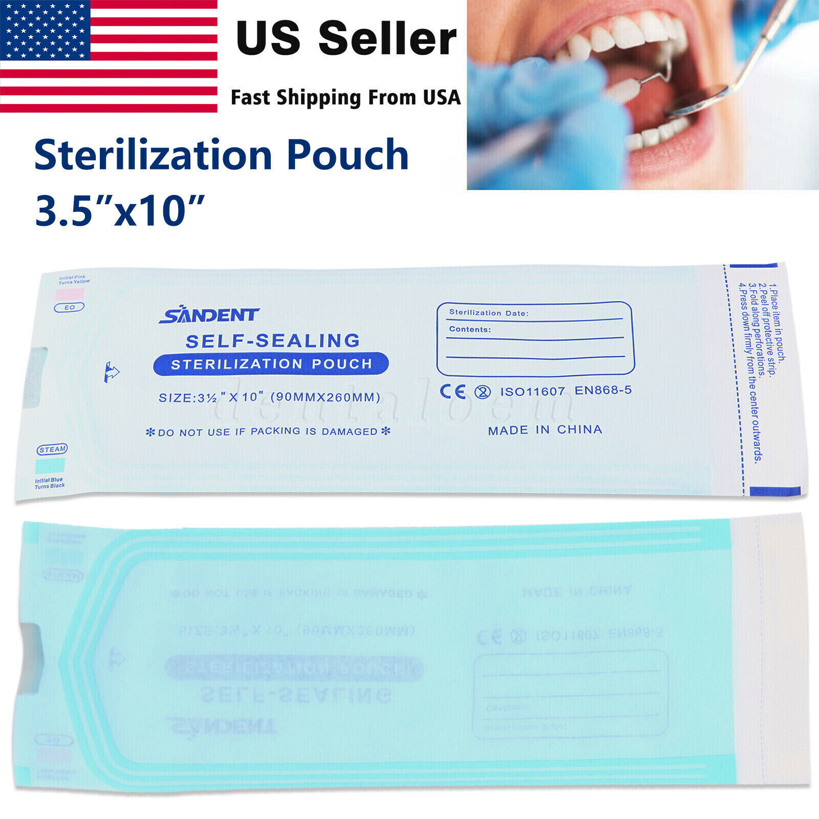 up to 7000 Sterilization Pouches 3.5 ” x 10 ” Dental Medical Self Seal Pouch Bag