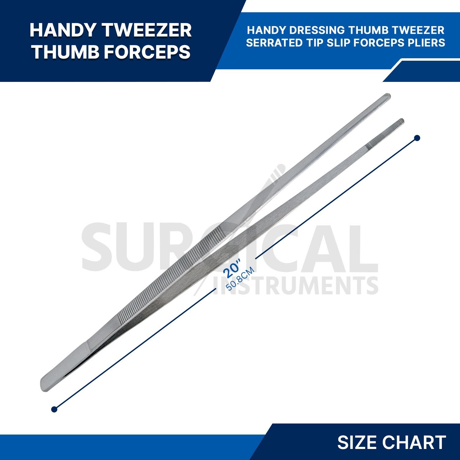Handy 20″ Extra-Long Tweezers Instruments Thumb Forceps Stainless German Grade