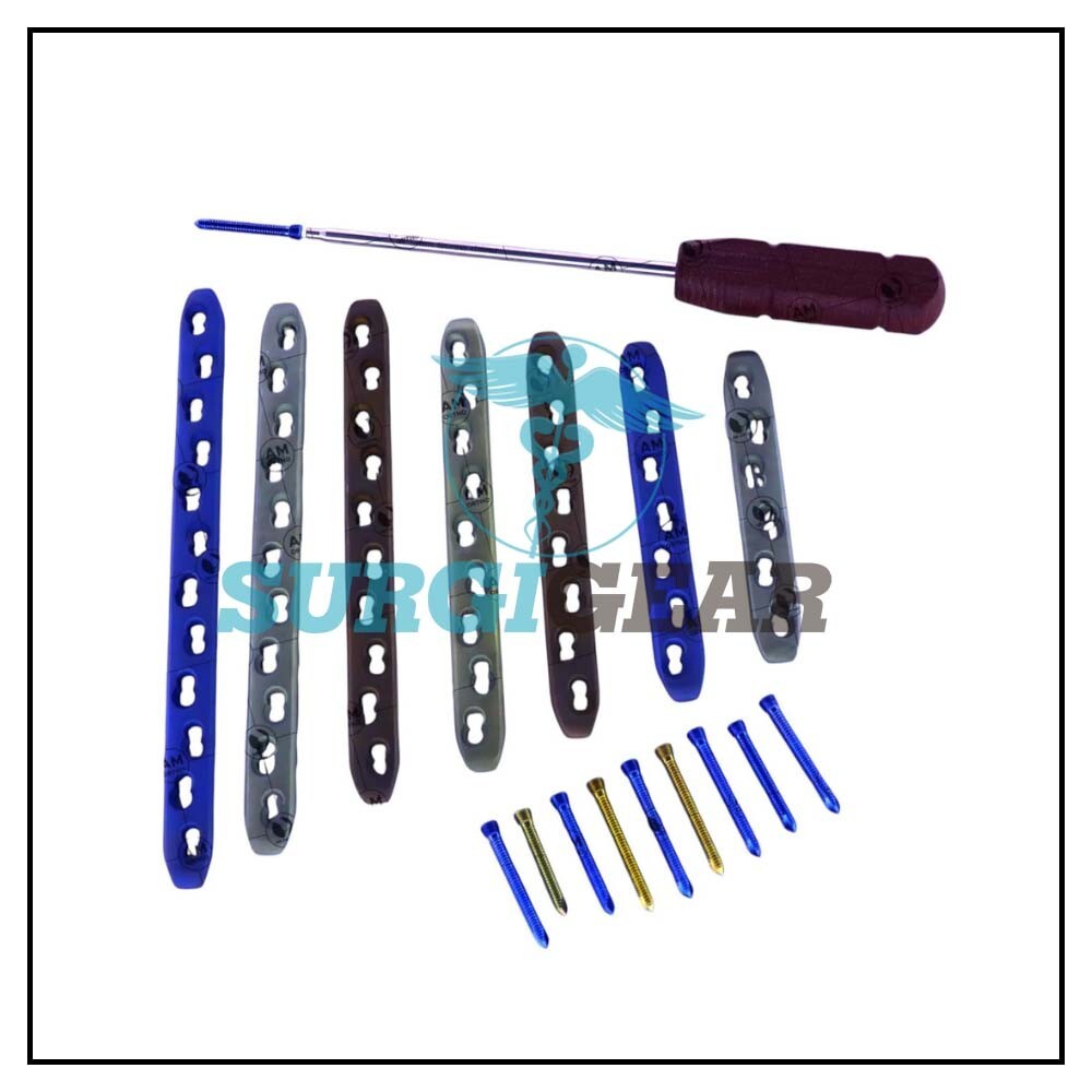 Safety Locking 4.5/5.0mm Broad Plates 6-12Holes & 5.0mm LCP Screw 77Pcs