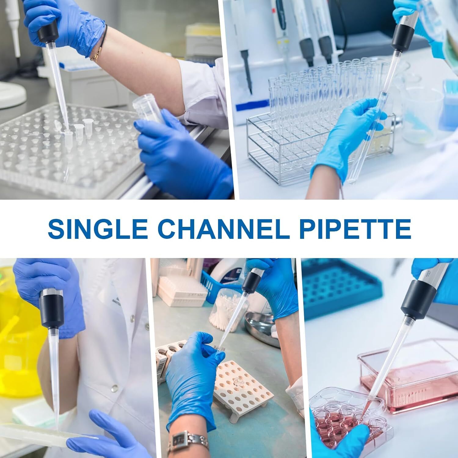 10Pcs 1-10ml Single-Channel Adjustable Pipette Manual Micropipette High Accurate