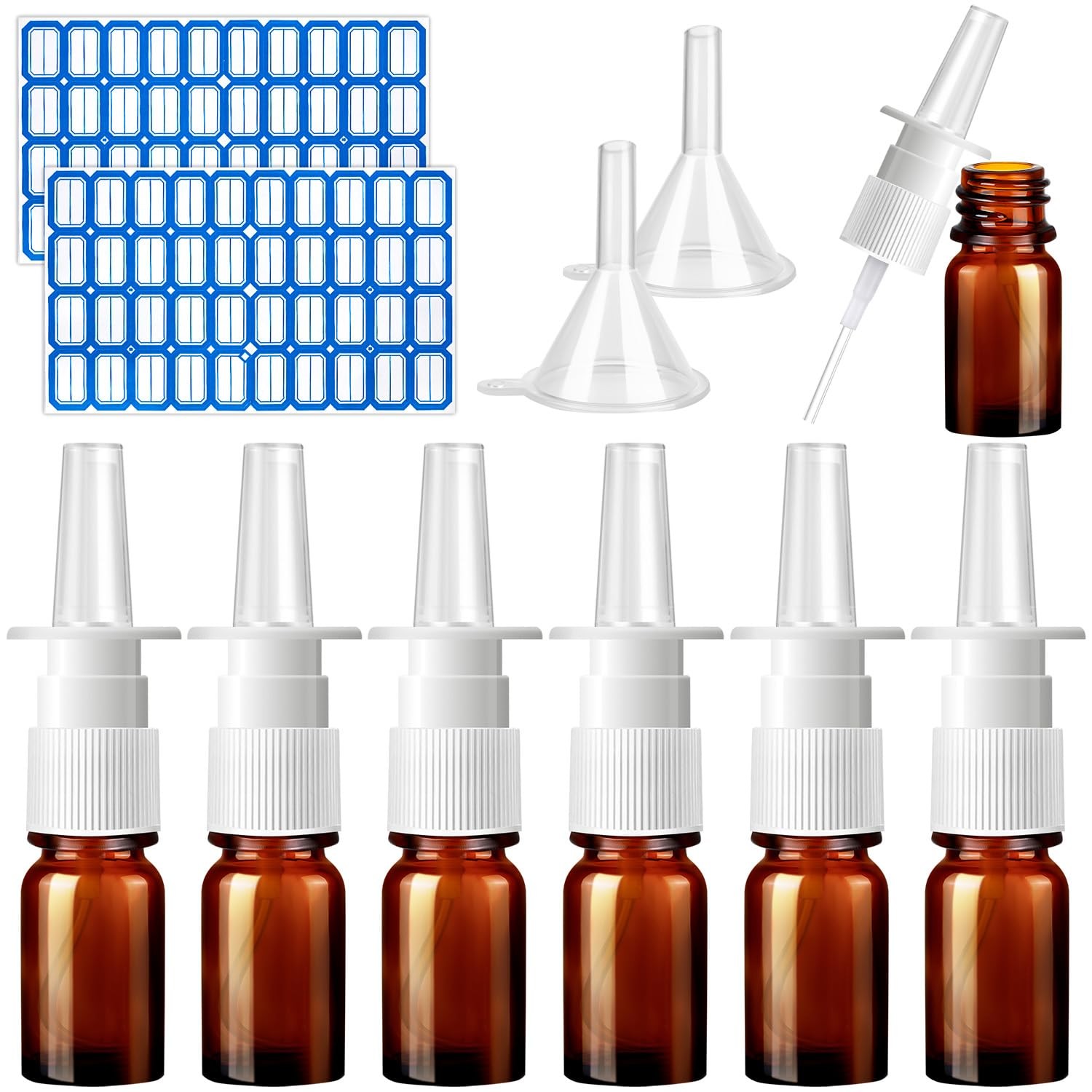 ZHWKMYP 10 Pcs Nasal Spray Bottle, 5ML/0.17OZ 6 Brown Small, 10Pcs