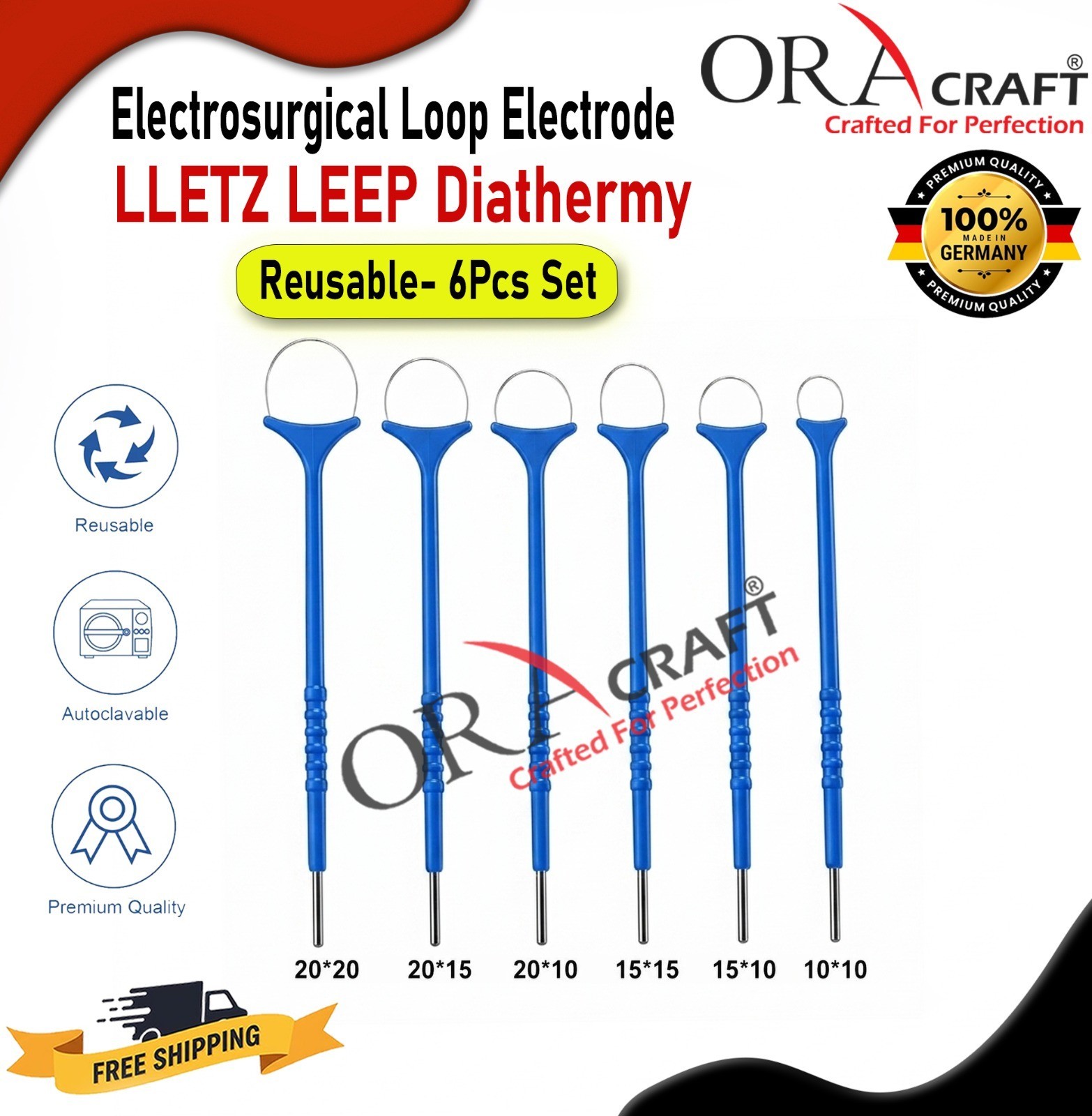 LLETZ LEEP Electrosurgical Electrodes Cautery Tips Diathermy Loop Electrode 6Pcs