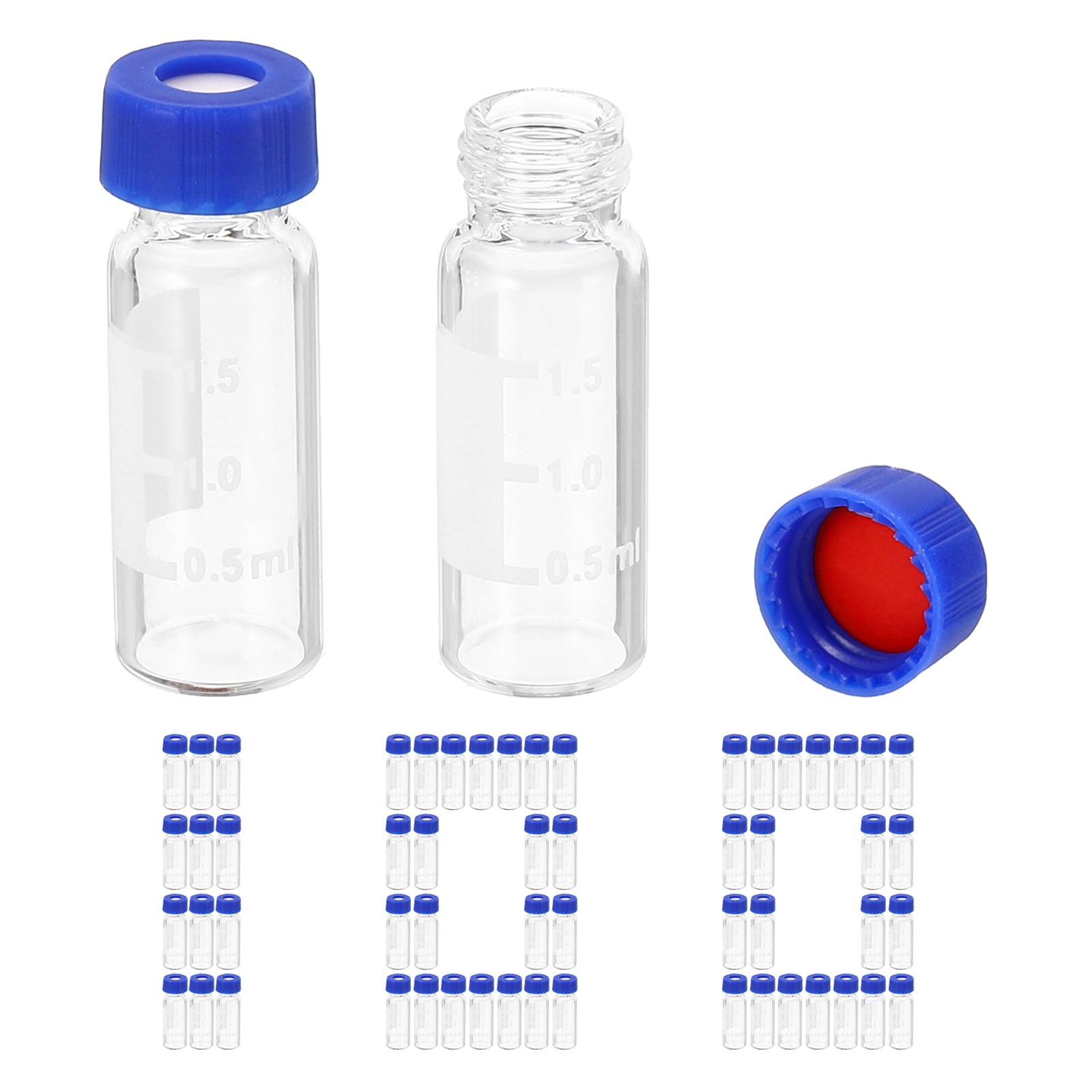2ml Autosampler Vial HPLC/GC/LC Vials Lab Clear Vials Sample Vial, 100pcs